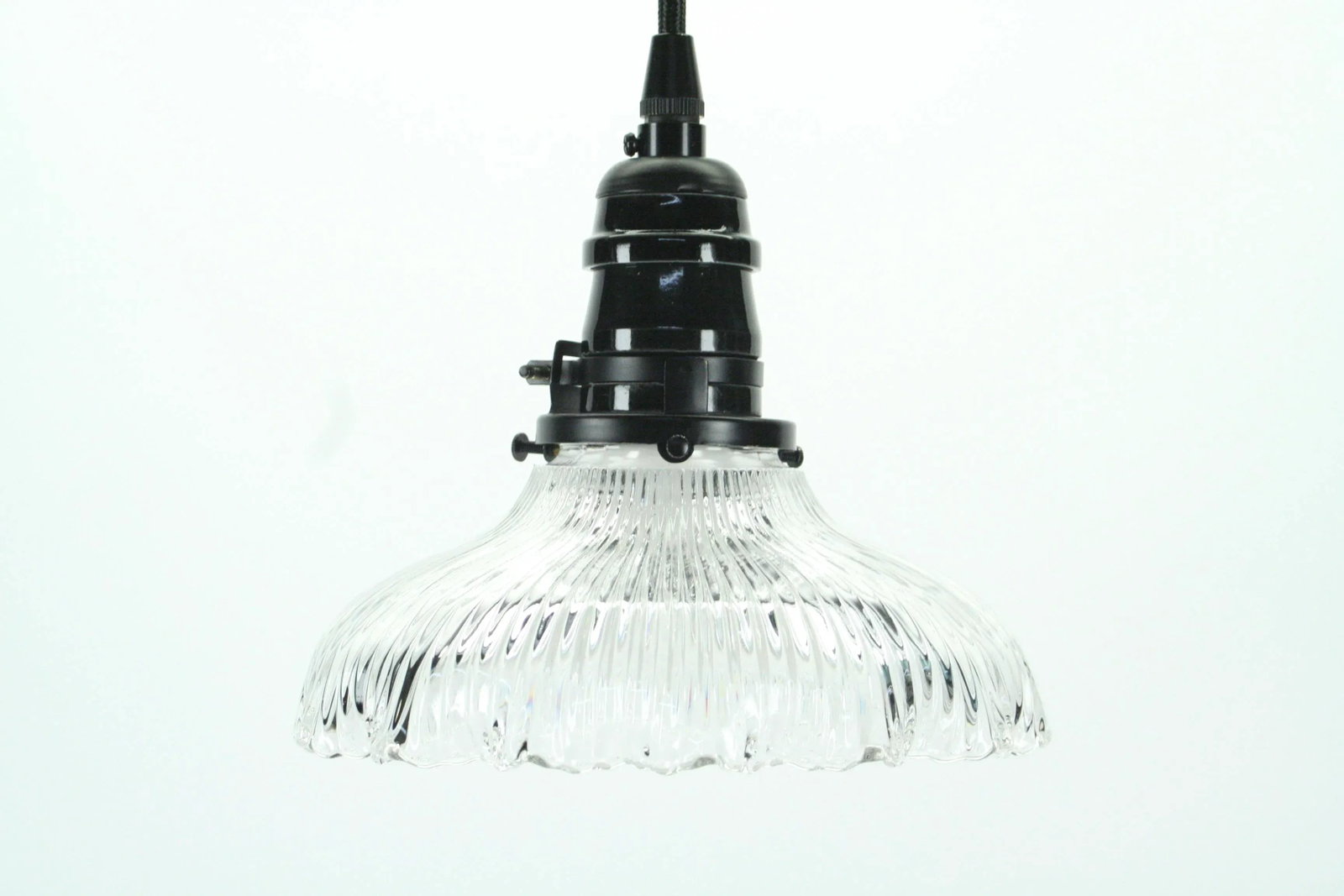 1910s Clear Holophane Pendant - 3