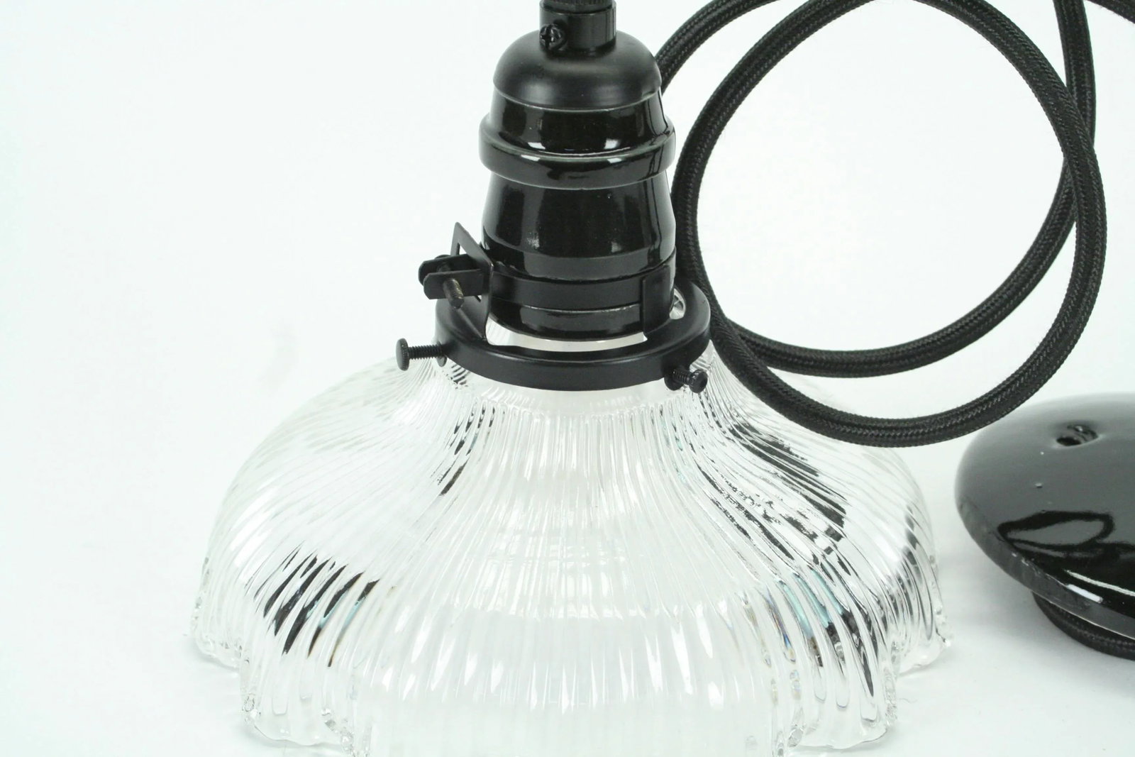 1910s Clear Holophane Pendant - 4