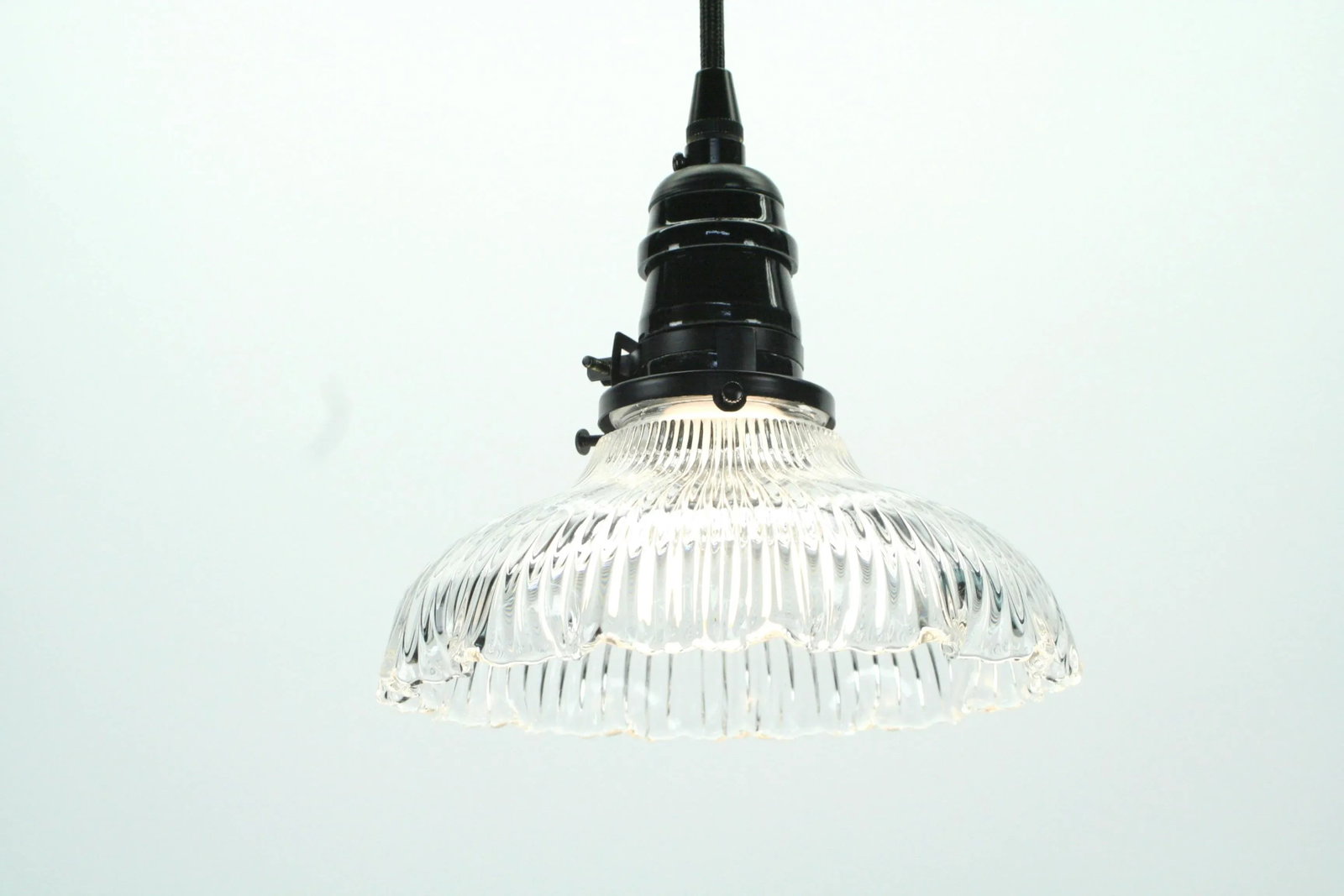 1910s Clear Holophane Pendant - 5