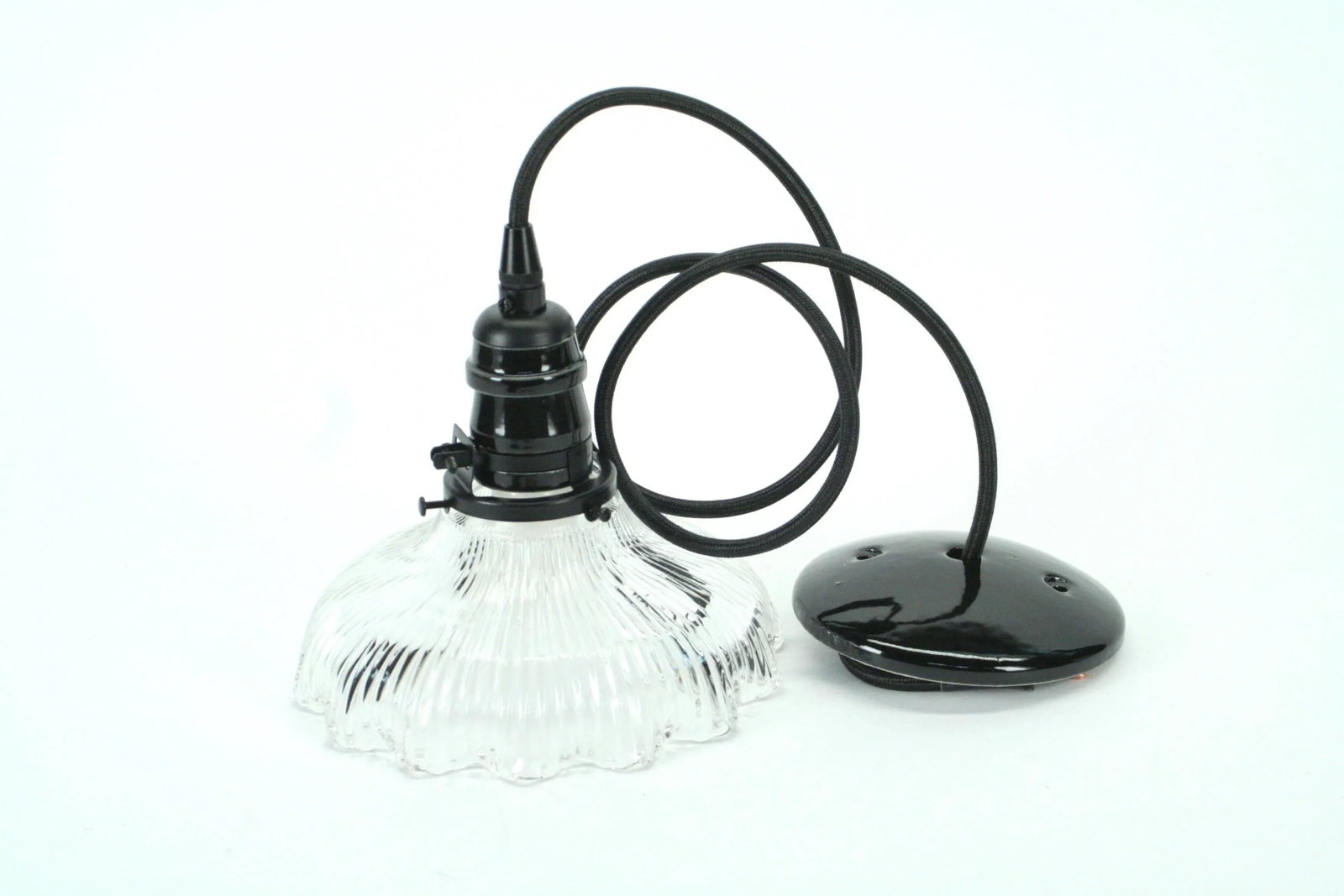 1910s Clear Holophane Pendant - 6