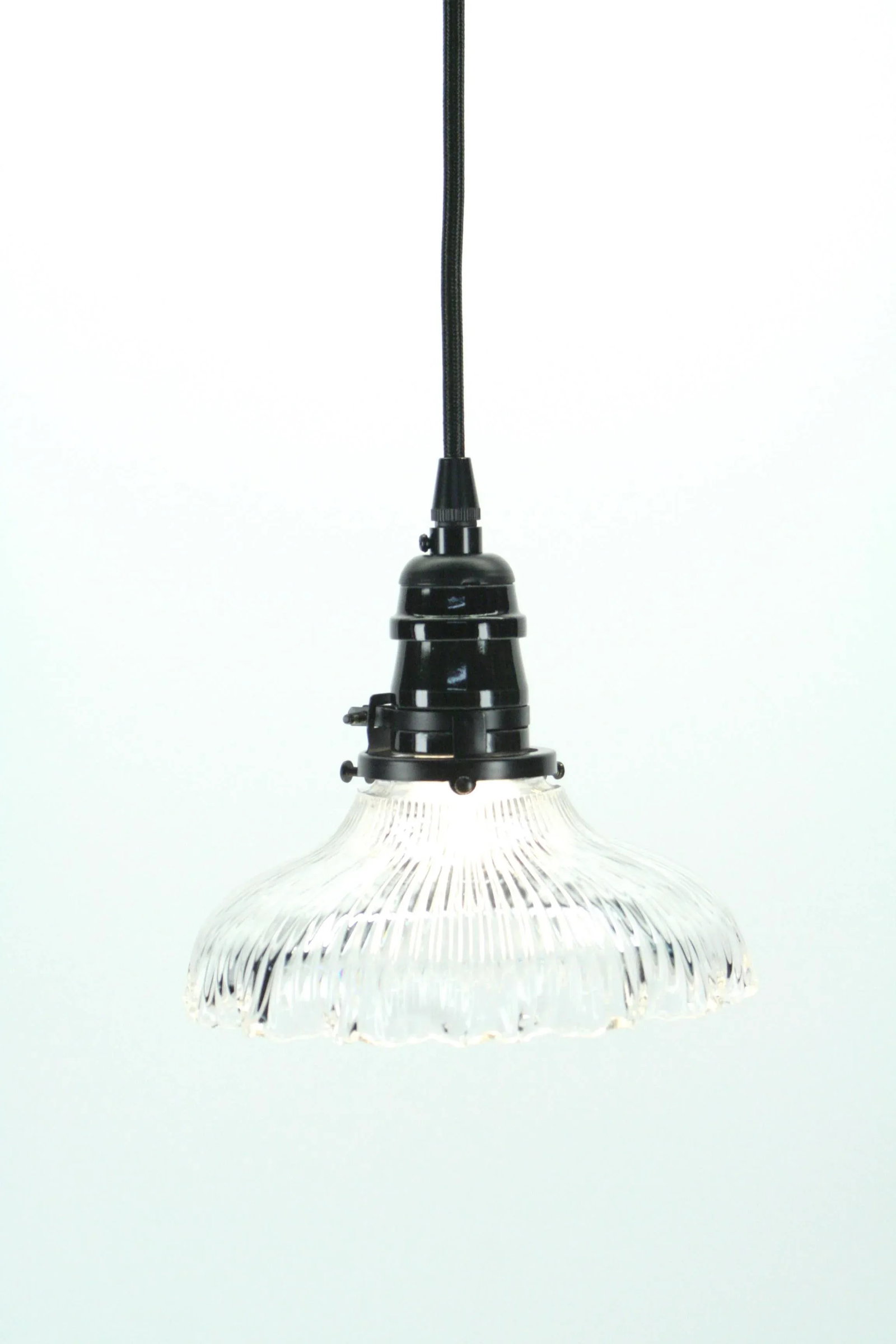 1910s Clear Holophane Pendant - 7