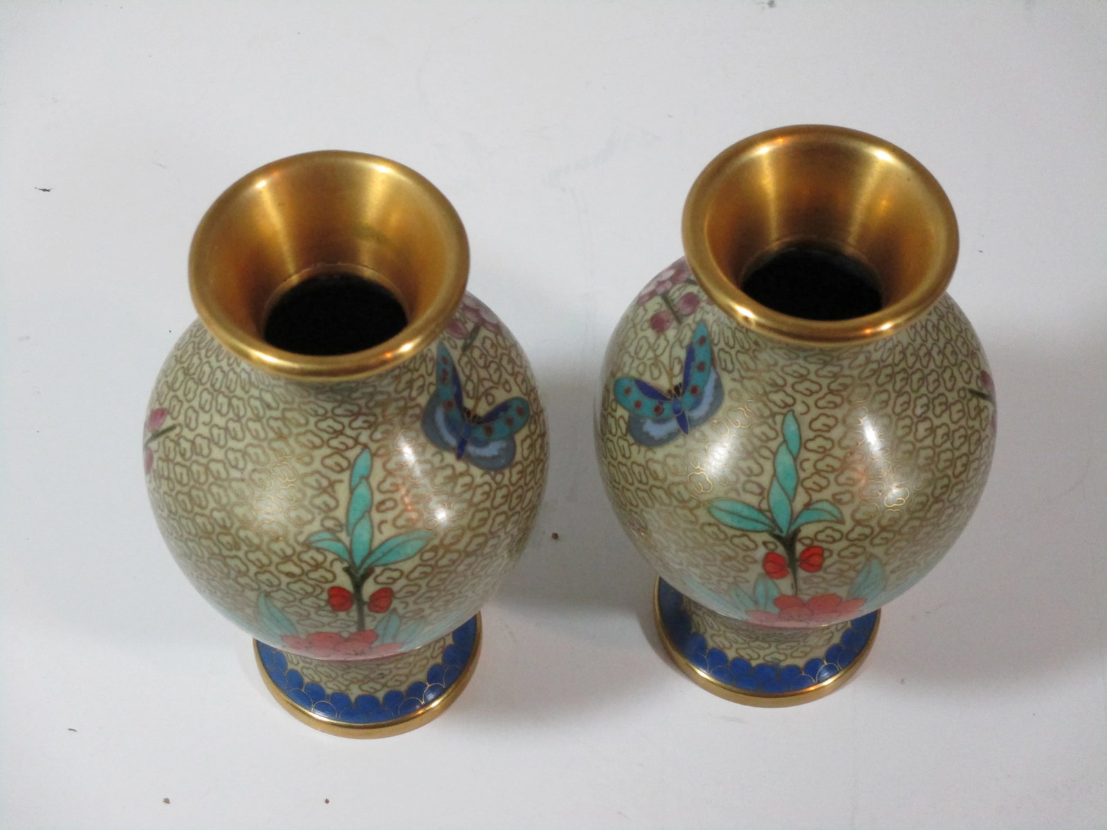 1960s Chinese Floral Cloisonne Vases - a Pair - 5