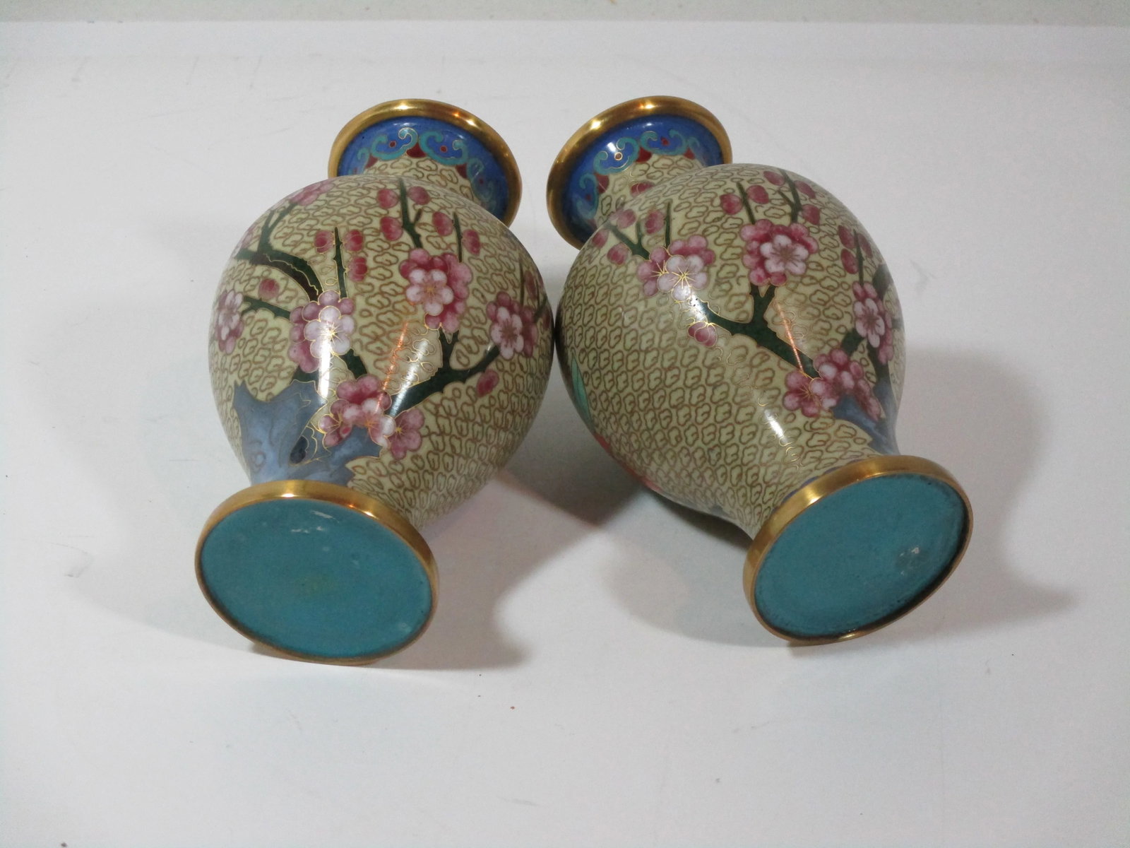 1960s Chinese Floral Cloisonne Vases - a Pair - 6