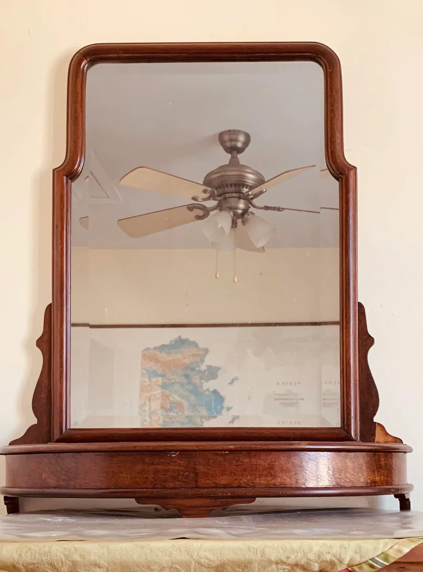 19th Century Oak Vanity Mirror With Jewelry Box - 10
