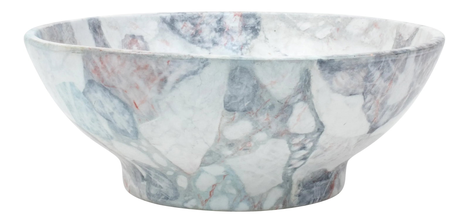 Large Decorative "Marbled" Ceramic Bowl: Here is a beautiful faux marble ceramic bowl. It appears to be artisan made and is certainly eye catching. Various blues and reds create a very realistic marble look. A great decorative piece. Conditi