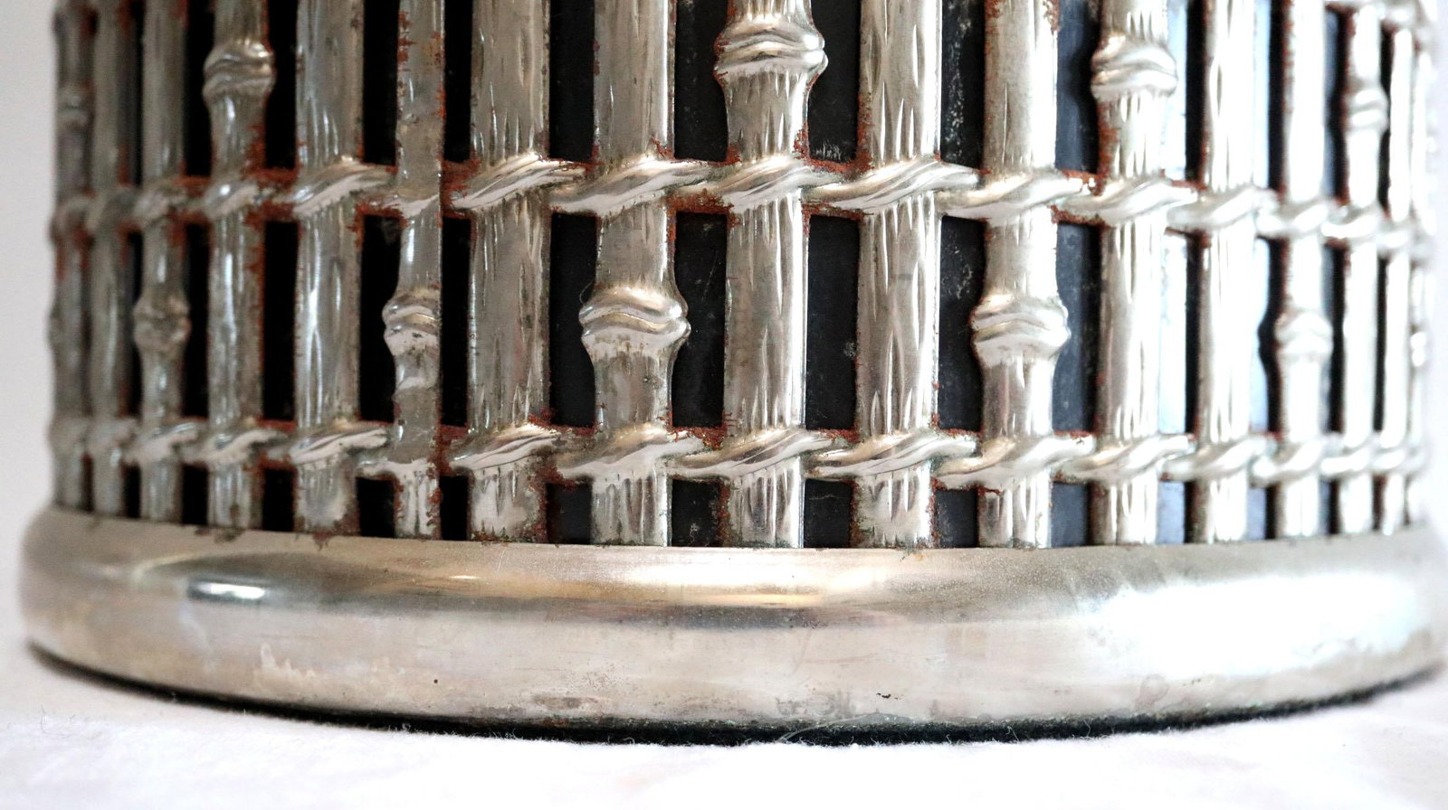 1960s Mid Century Silver Plate Faux Bamboo Ice Bucket With Handle - 8