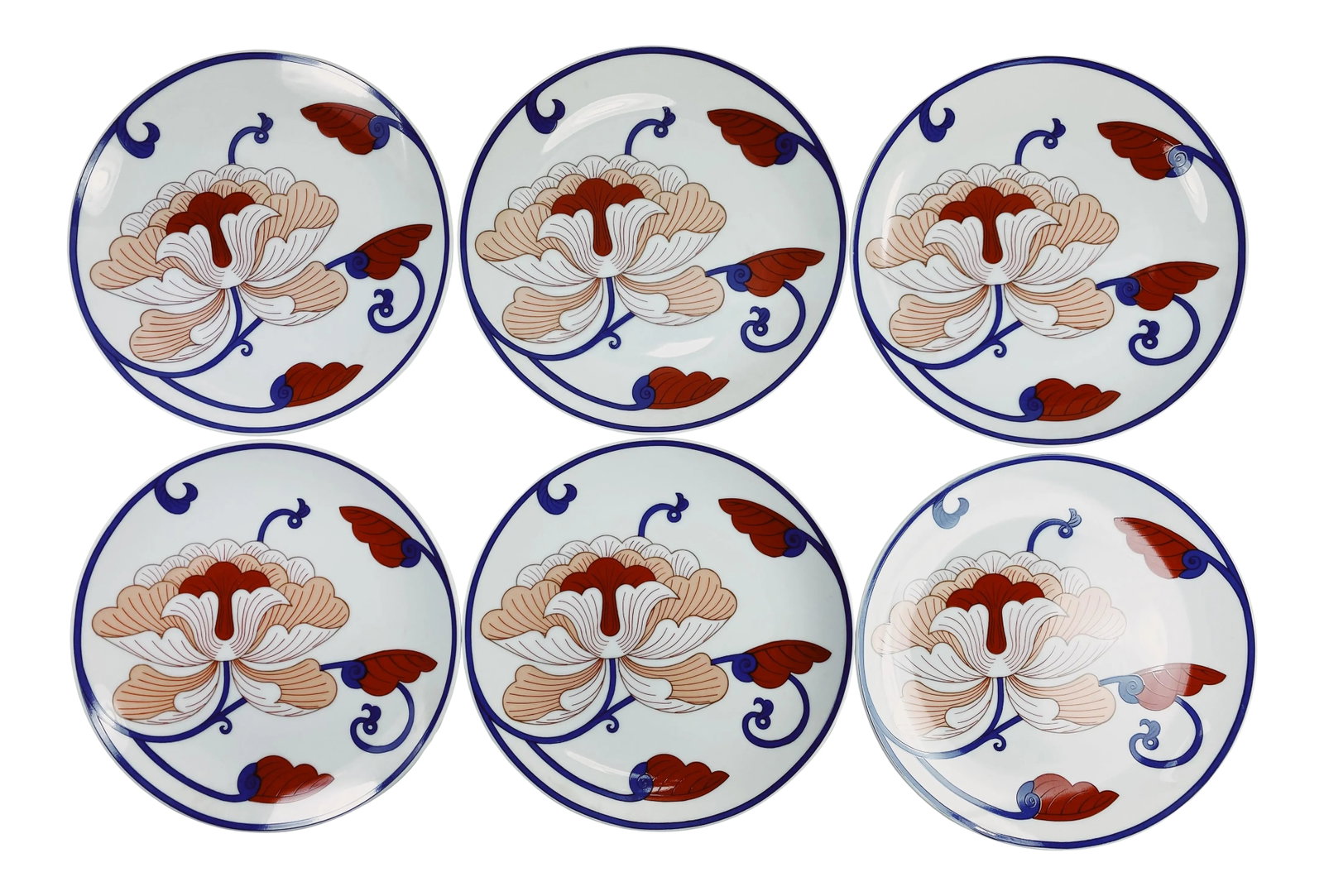 Vintage 1970s Flower Motif Plates by Fitz and Floyd - Set of 6 (1 of 8)