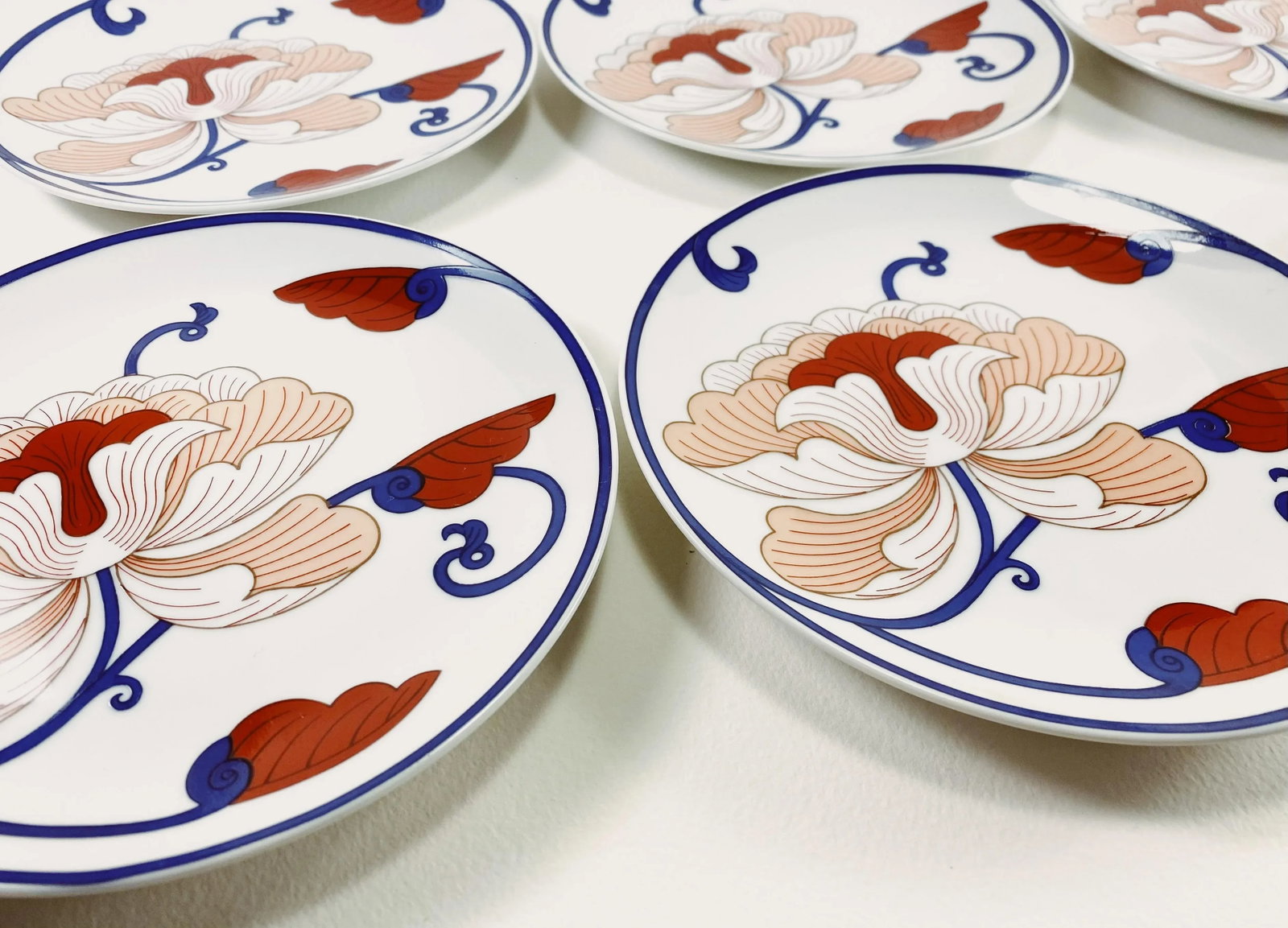 Vintage 1970s Flower Motif Plates by Fitz and Floyd - Set of 6 - 5