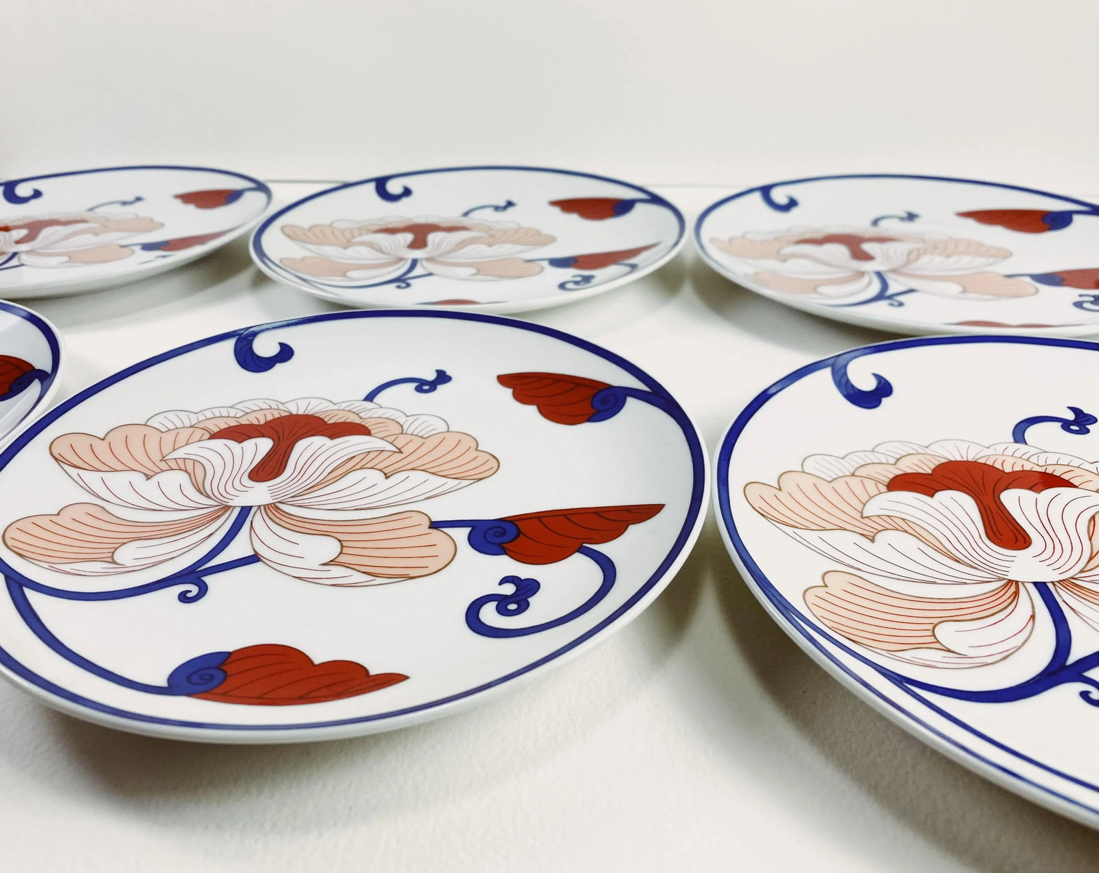 Vintage 1970s Flower Motif Plates by Fitz and Floyd - Set of 6 - 7