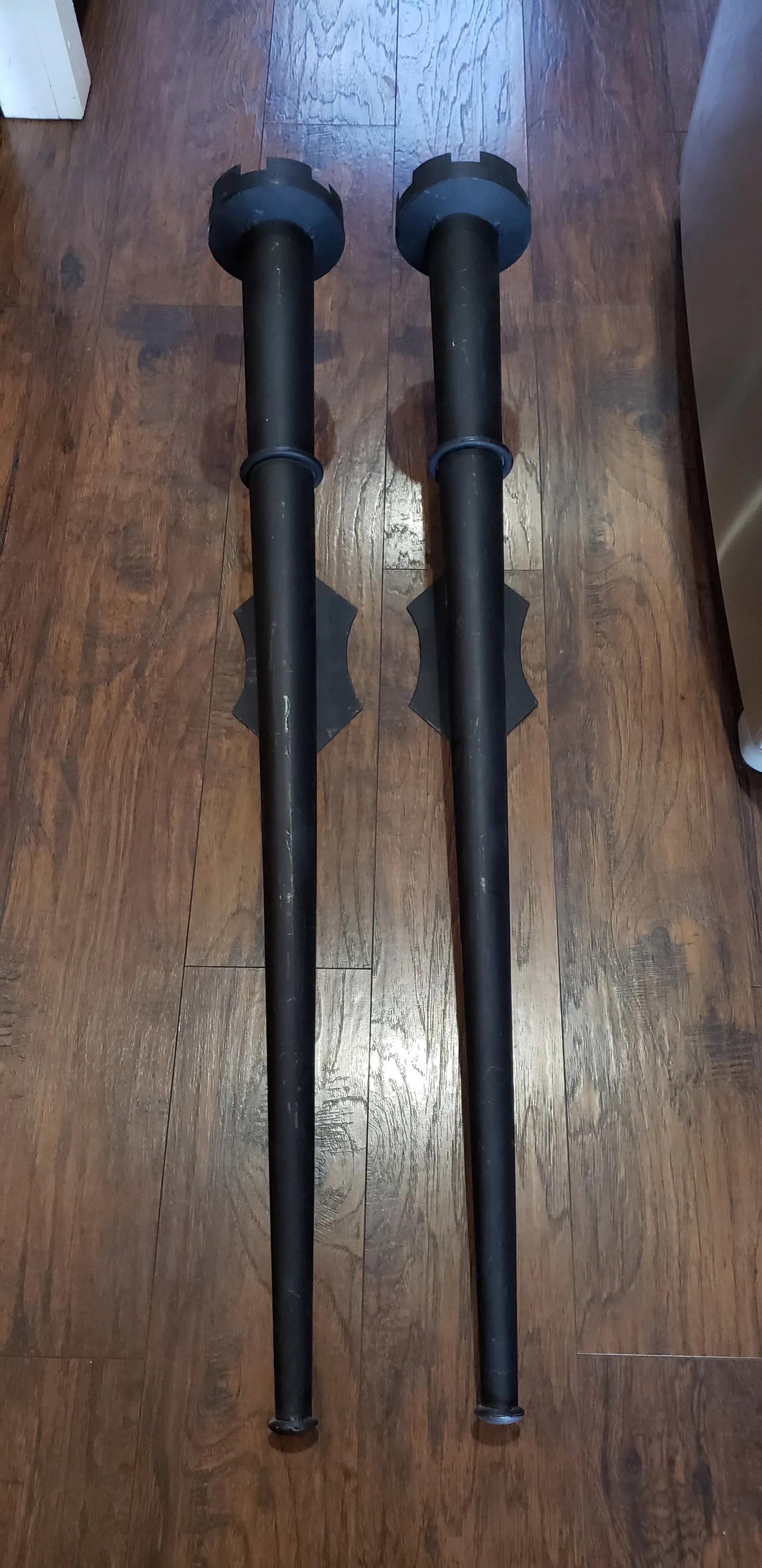 Large 57 in Tall....1950s Black Metal Torchiere Wall Mount Candle Sconces - a Pair - 6
