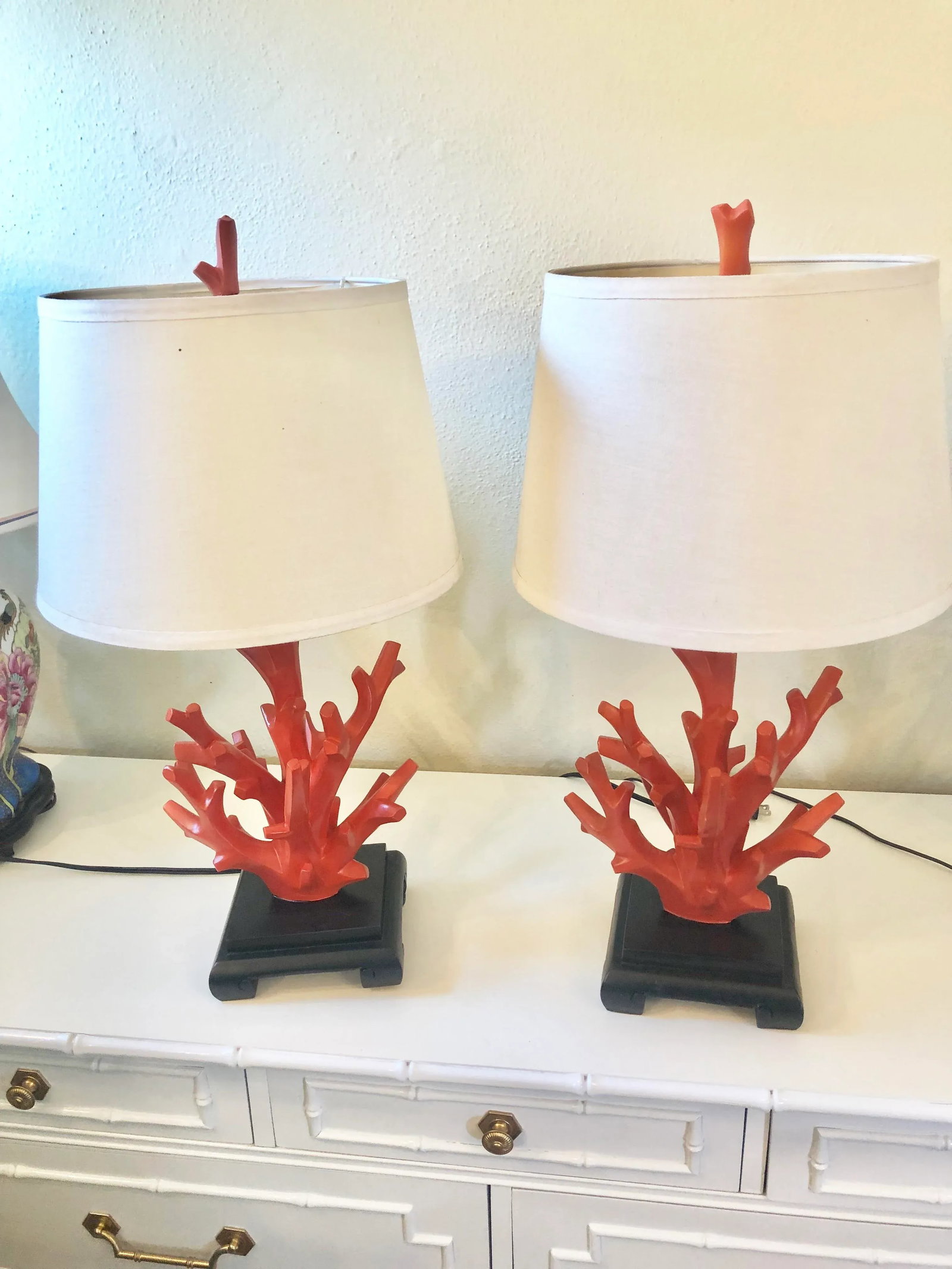 Mid-Century Faux Coral Lamps - A Pair - 11