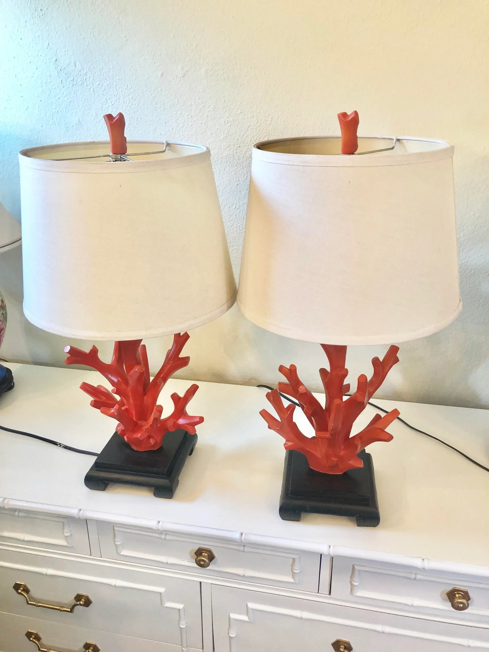 Mid-Century Faux Coral Lamps - A Pair - 2