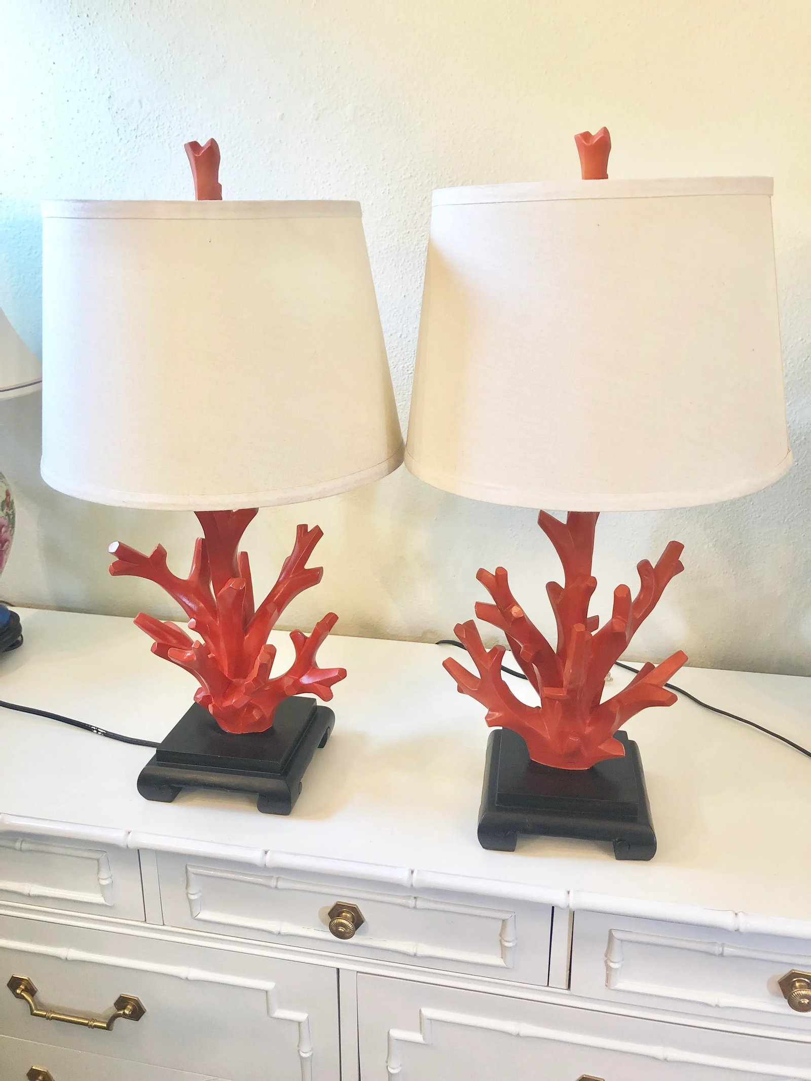 Mid-Century Faux Coral Lamps - A Pair - 3