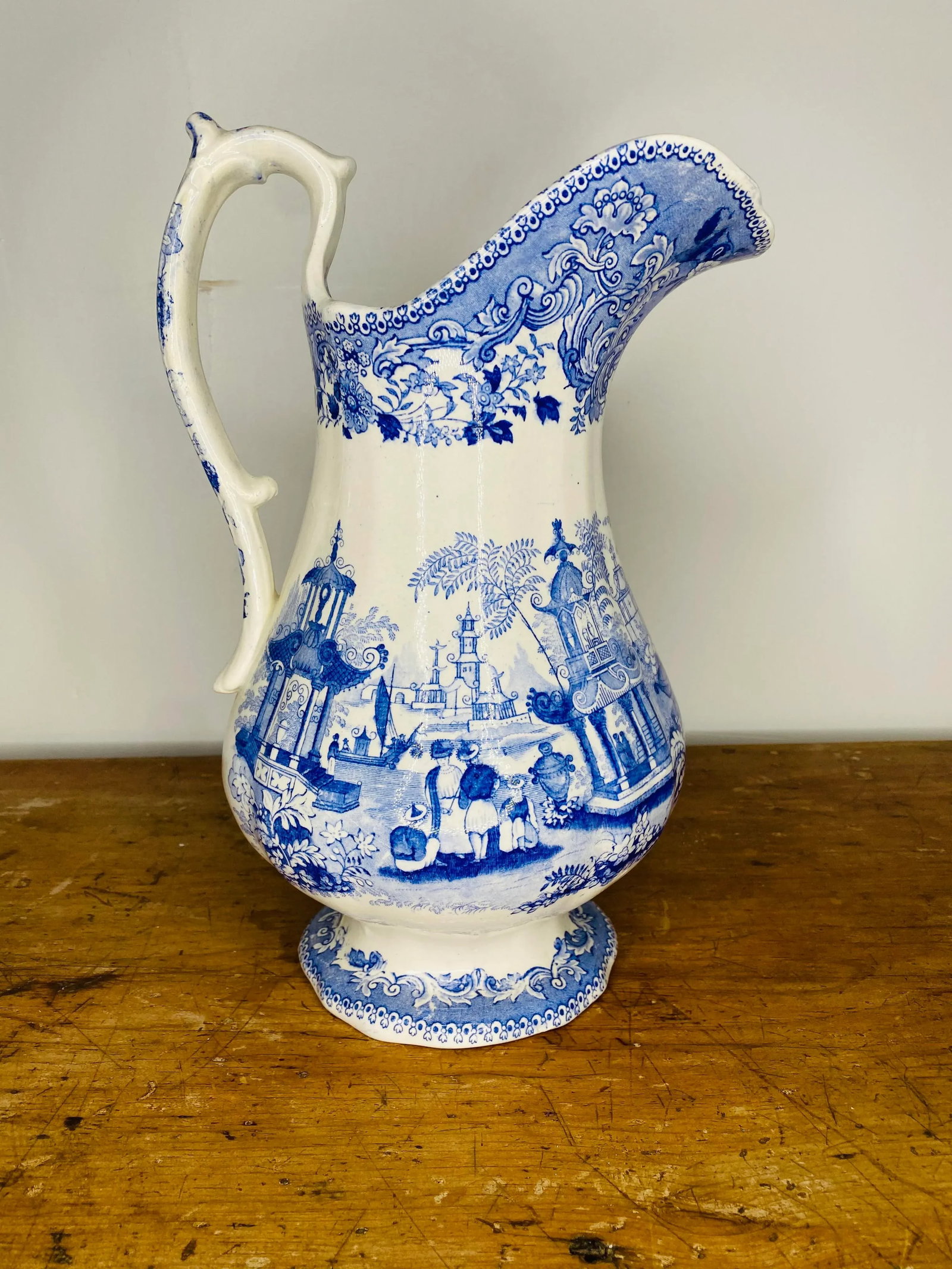 19th Century English Blue and White Staffordshire Pitcher - 2