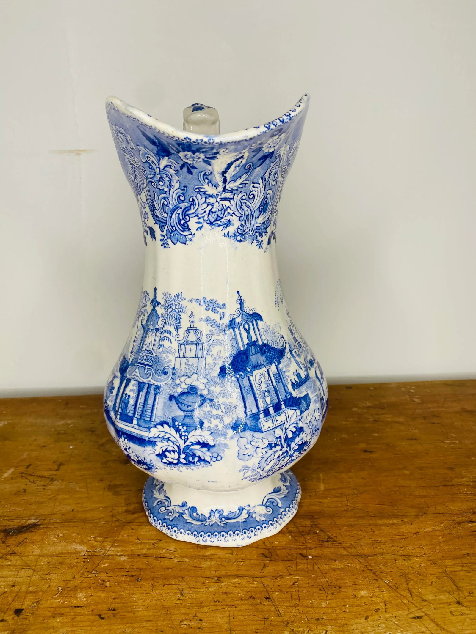 19th Century English Blue and White Staffordshire Pitcher - 3
