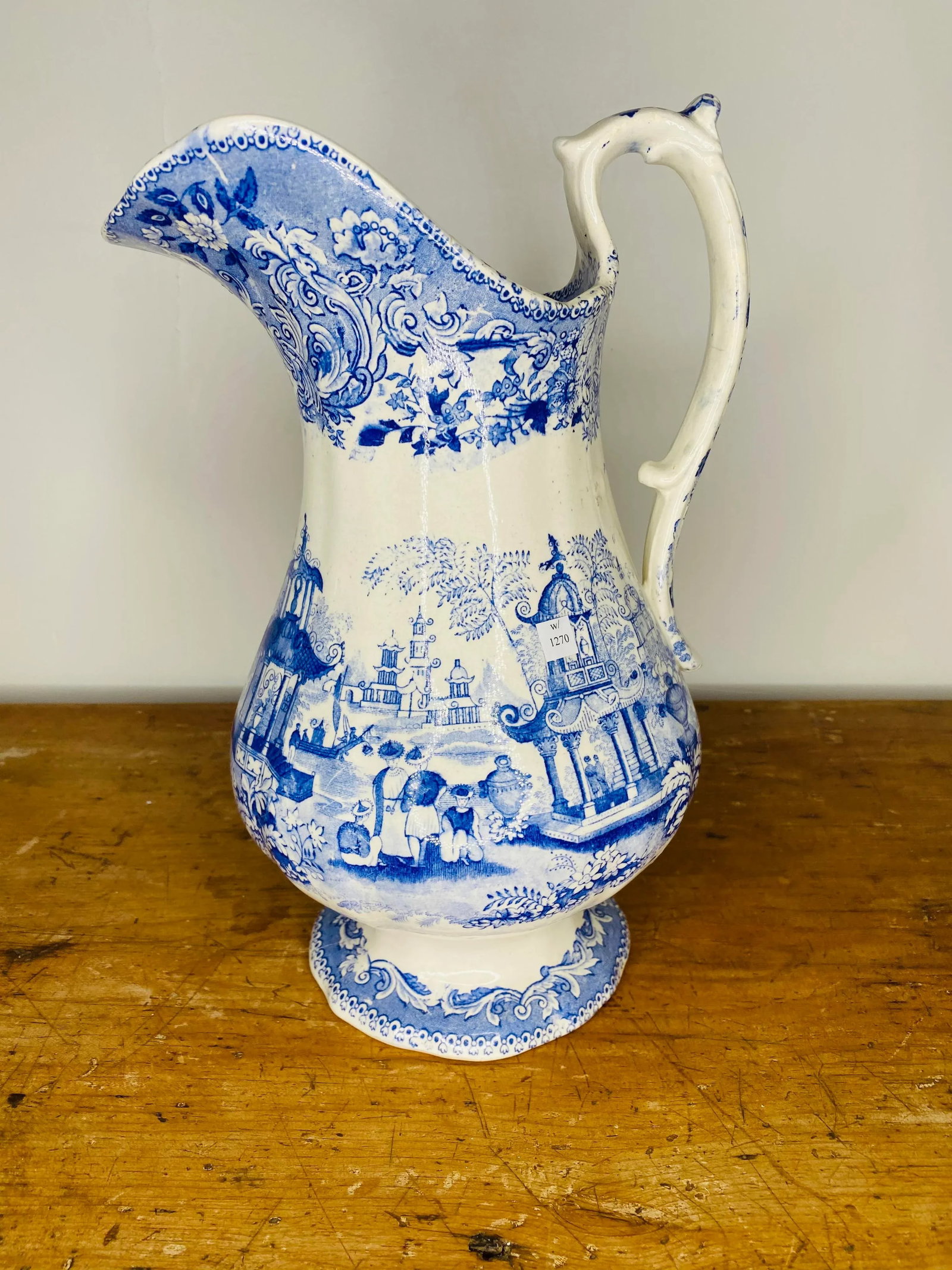 19th Century English Blue and White Staffordshire Pitcher - 4