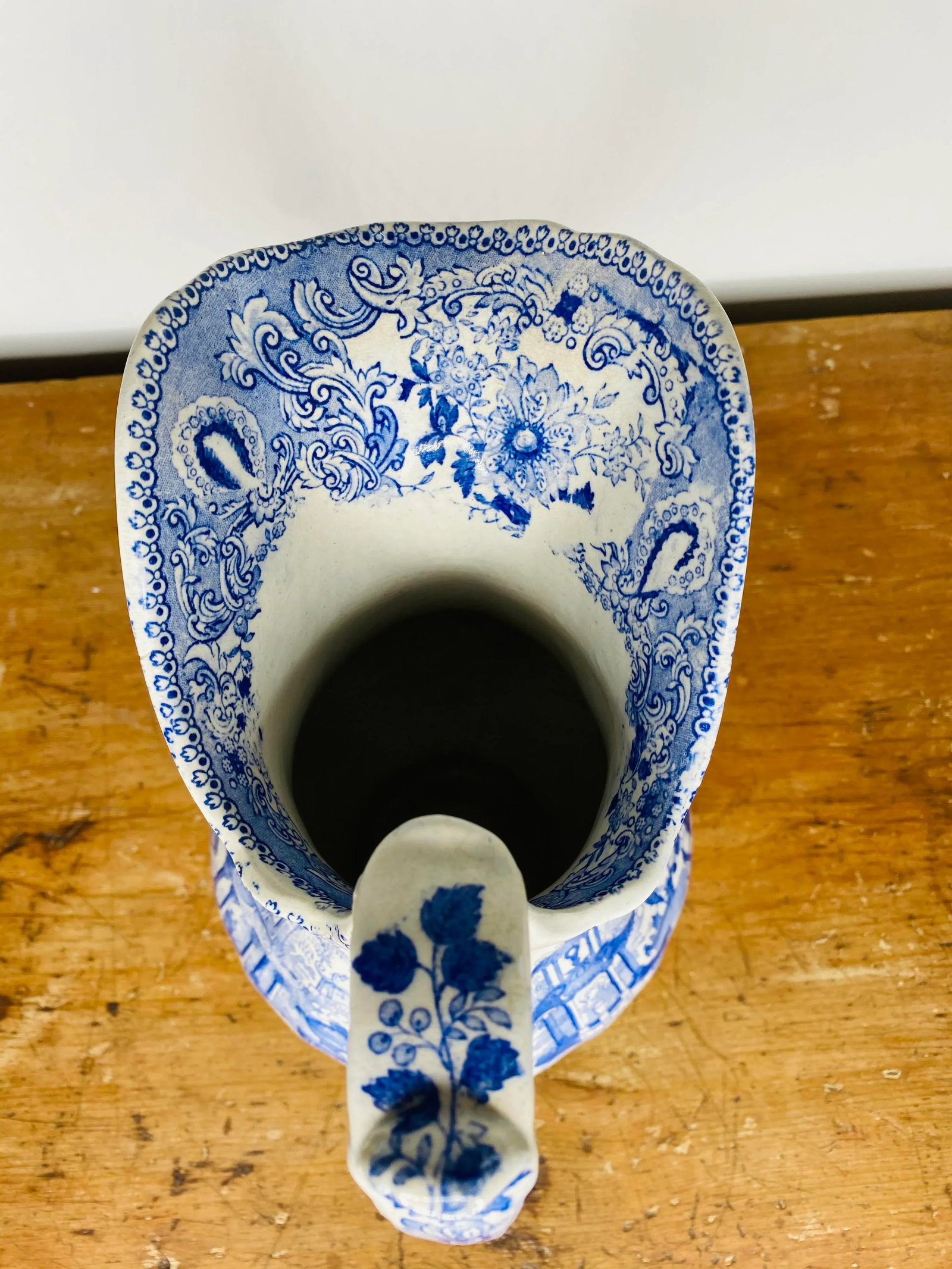 19th Century English Blue and White Staffordshire Pitcher - 6