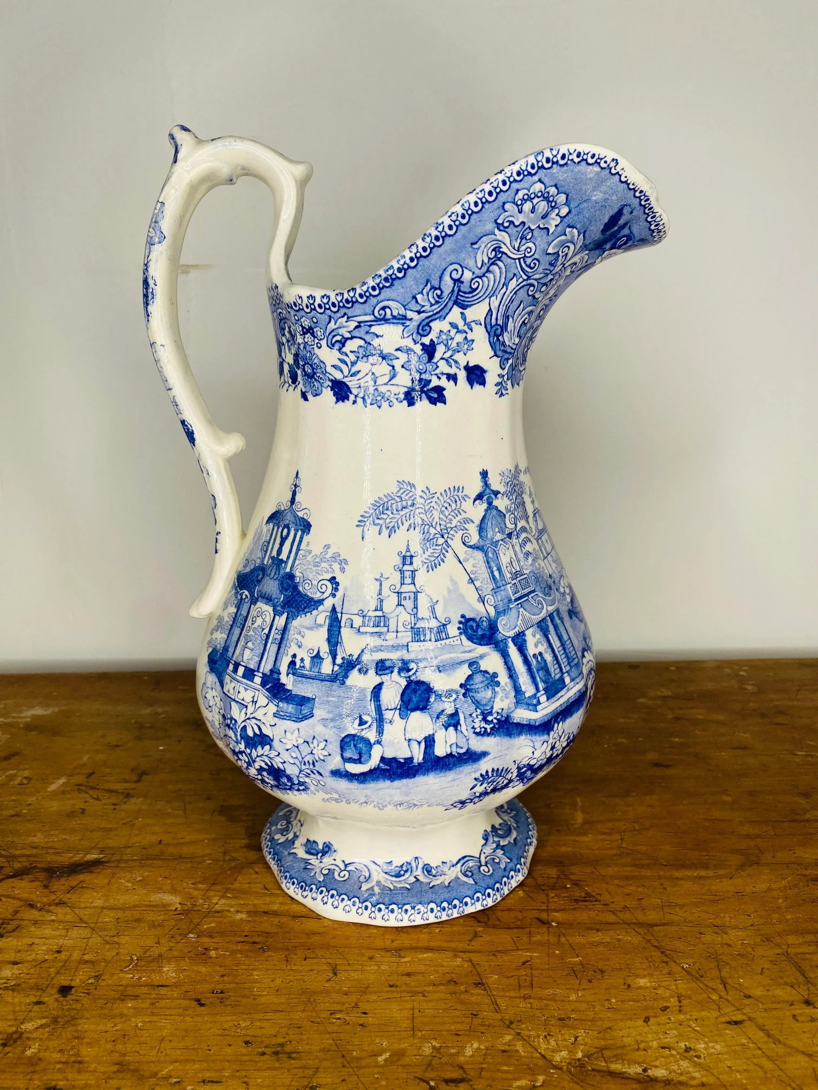 19th Century English Blue and White Staffordshire Pitcher - 9