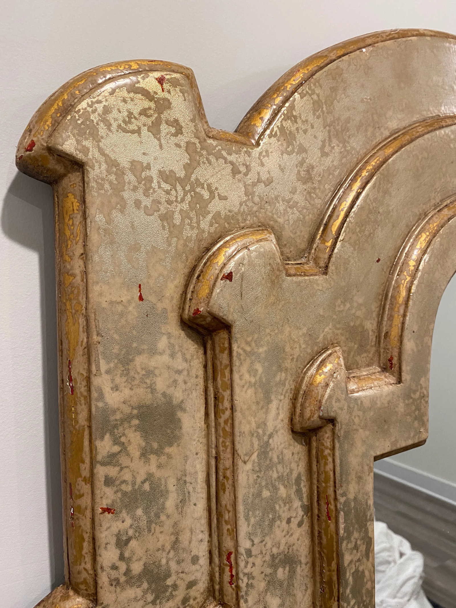 Distressed Gold Finish Sculptural Wall Mirror - 2