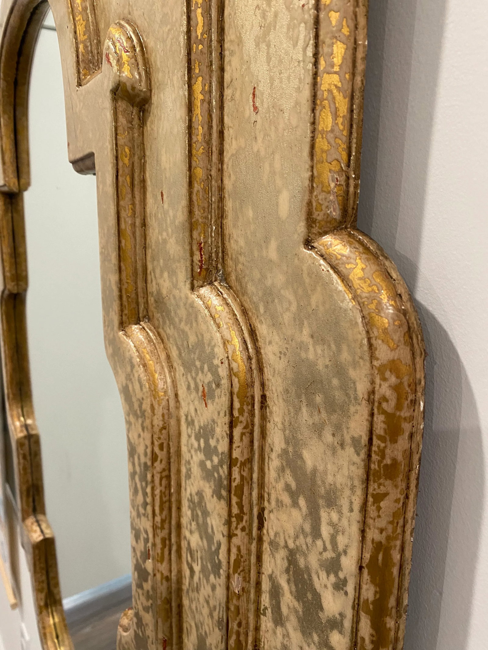 Distressed Gold Finish Sculptural Wall Mirror - 5