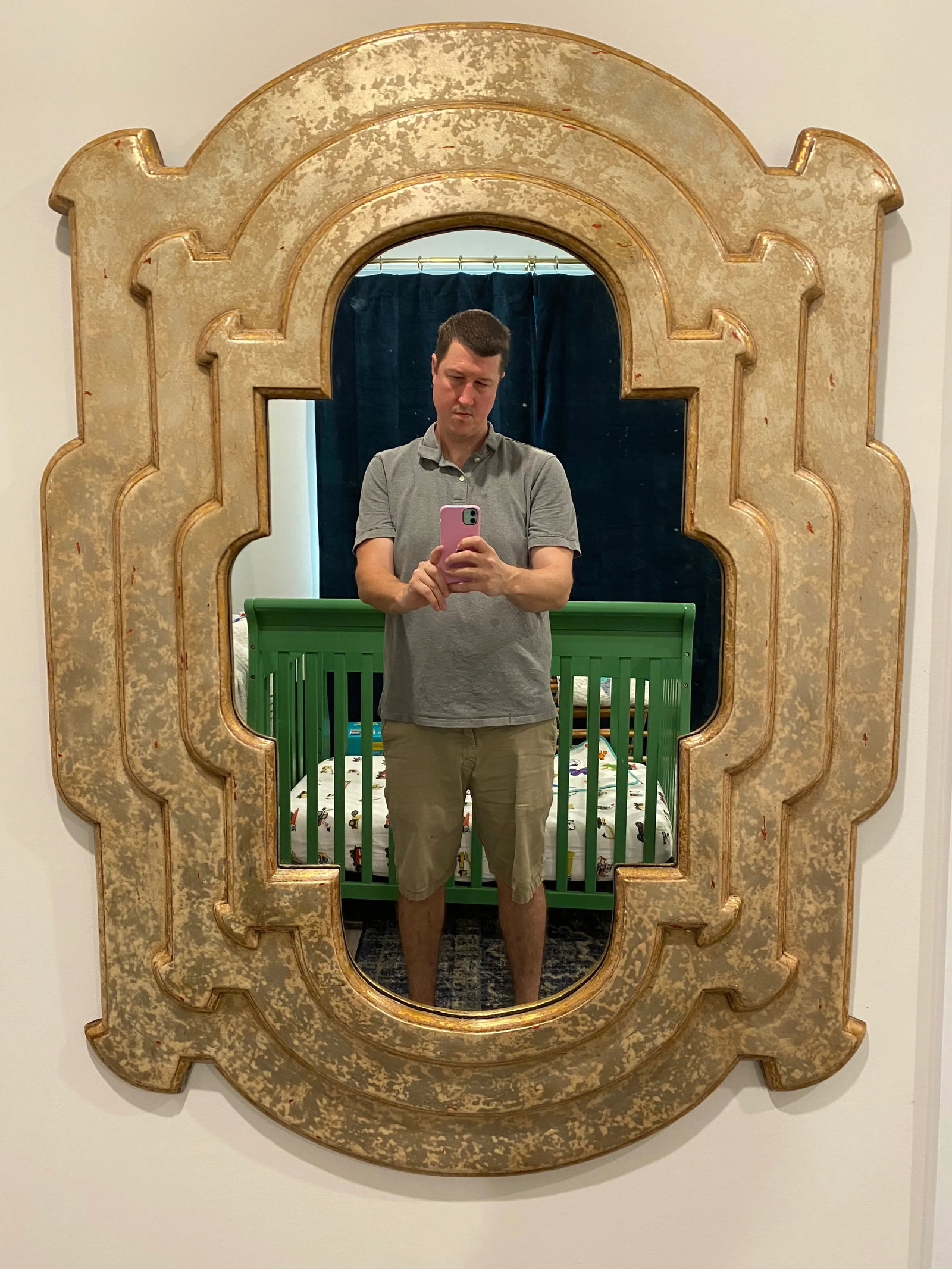 Distressed Gold Finish Sculptural Wall Mirror - 6