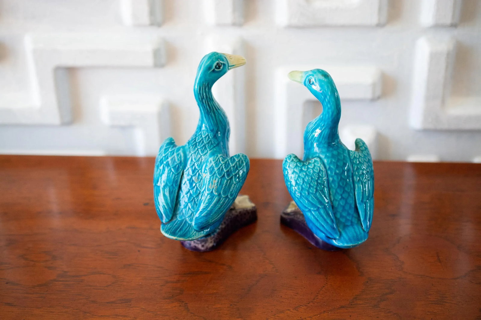 1960s Mid-Century Chinese Ceramic Turquoise Ducks - a Pair - 3