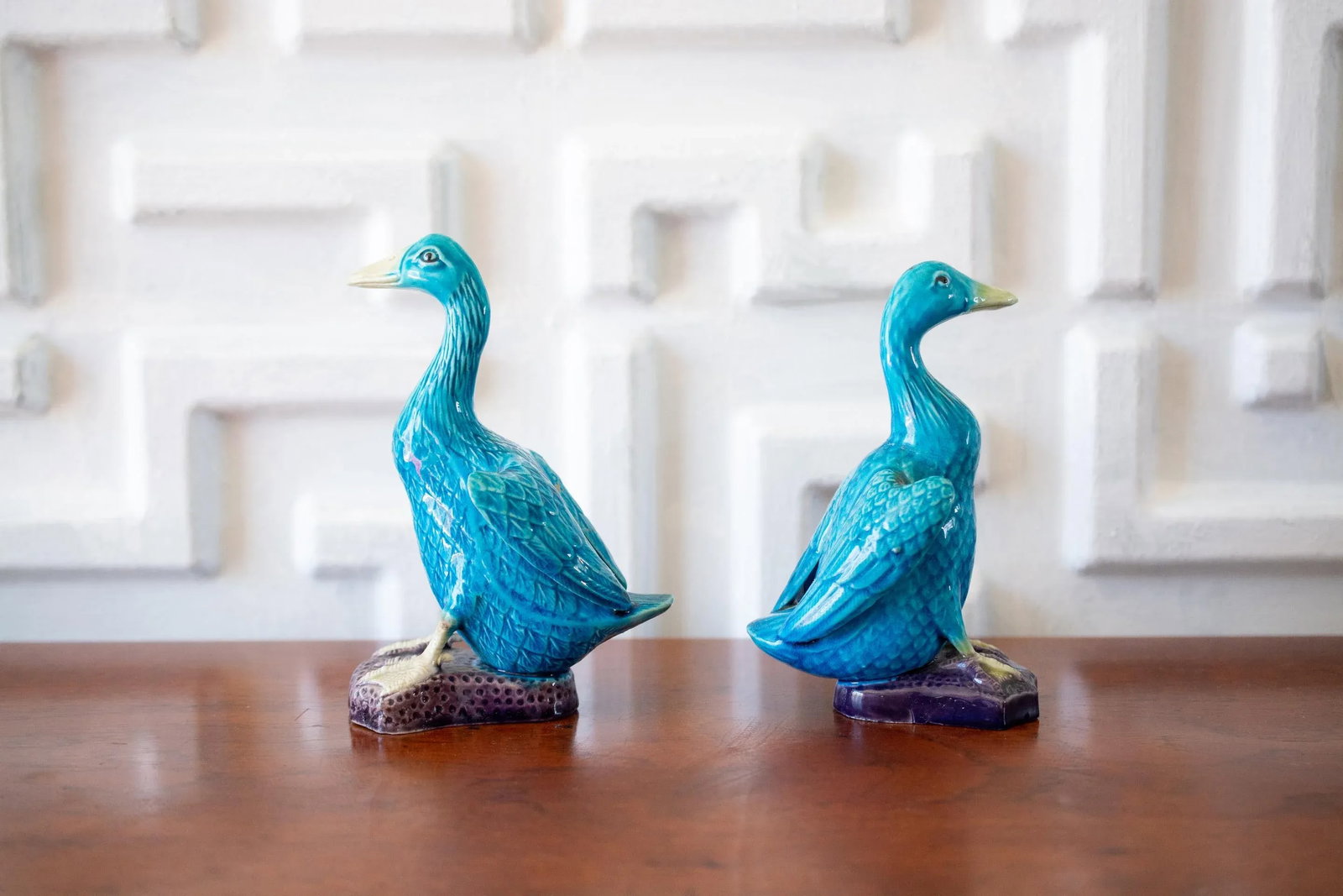1960s Mid-Century Chinese Ceramic Turquoise Ducks - a Pair - 8