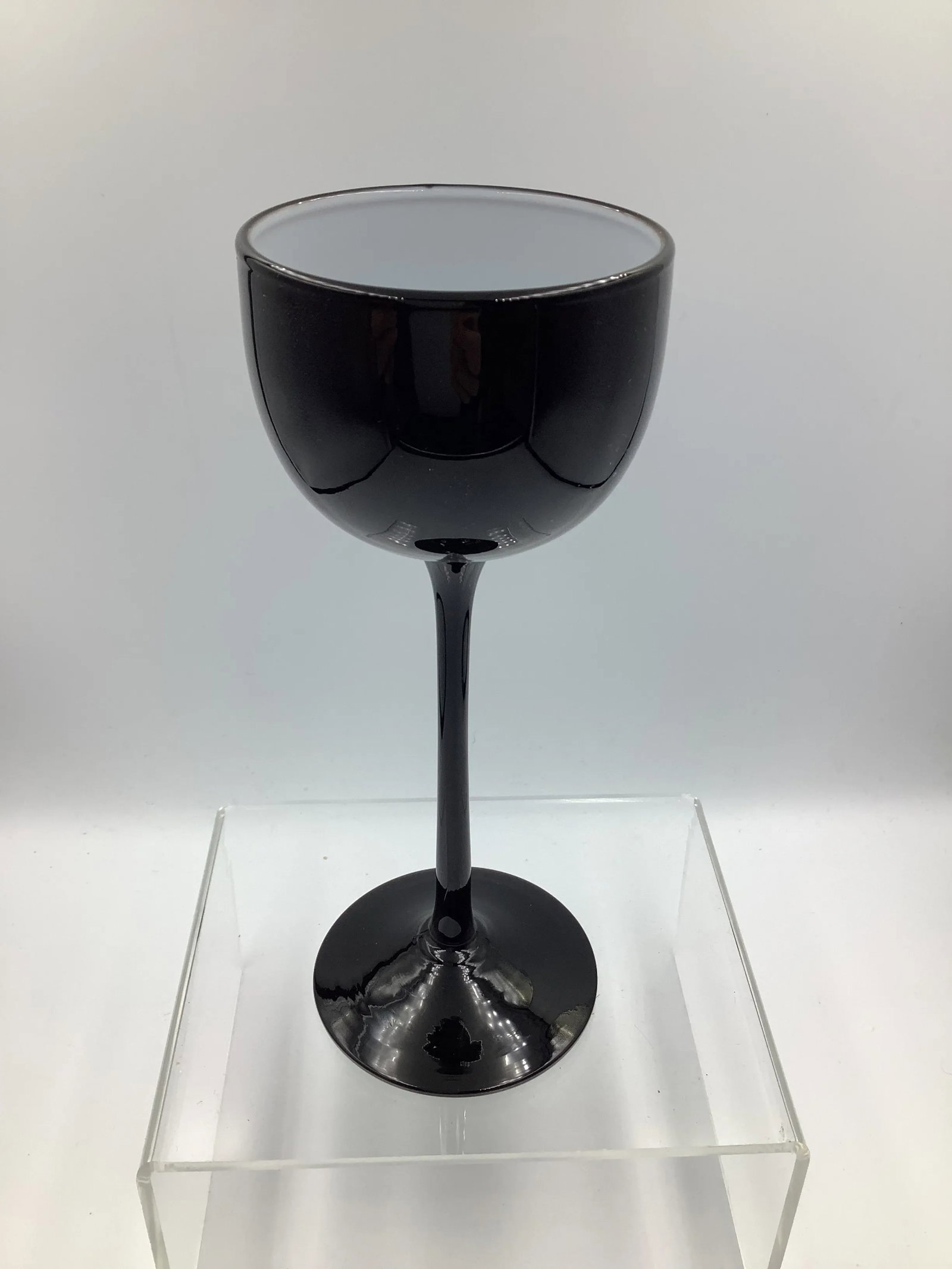 Vintage Carlo Moretti Italy Black & White Cased Glass Tall Stem Cordial Glasses - Set of 6 - 4