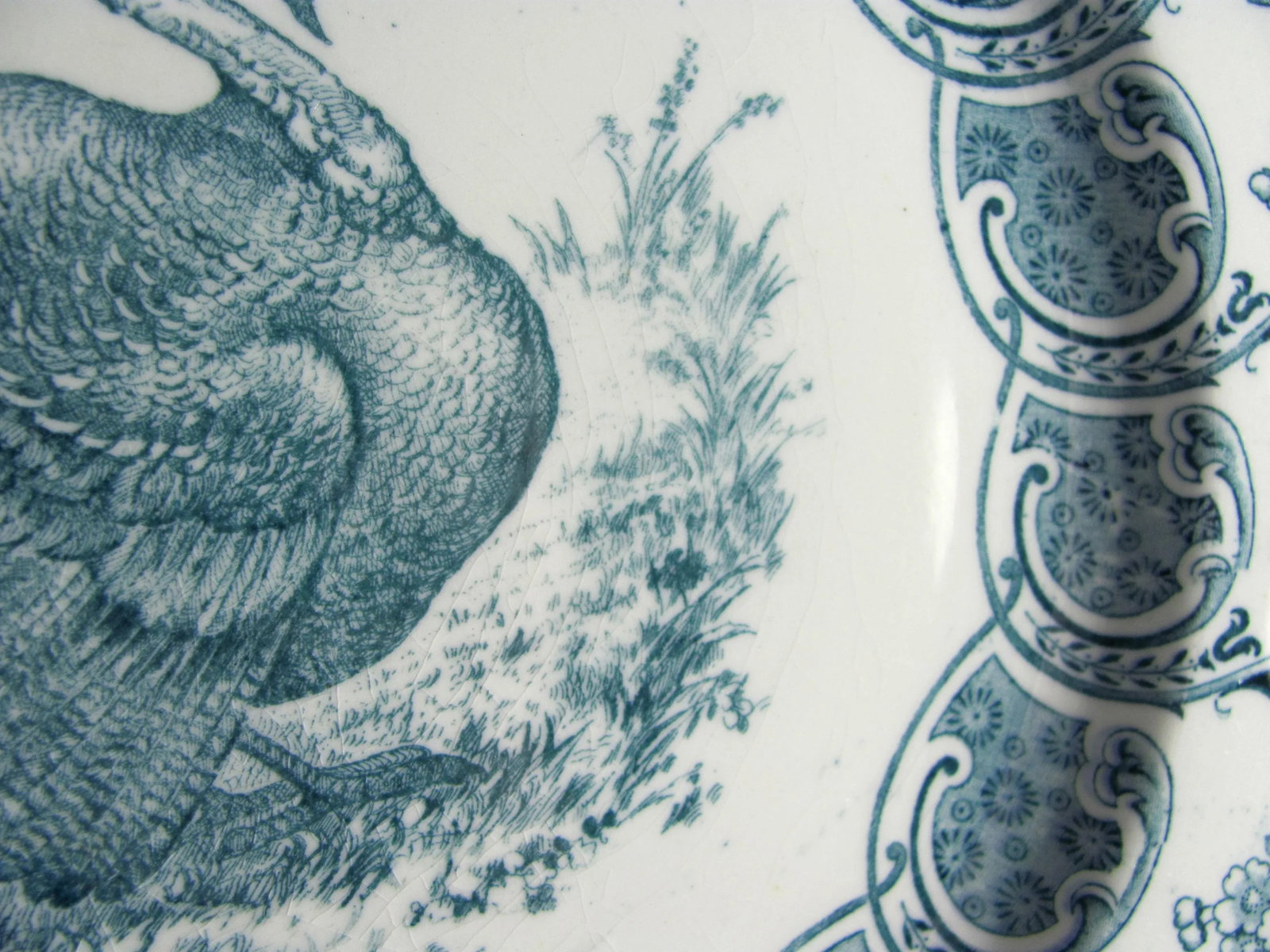1900s Antique Bishop & Stonier Bisto Florence Turkey Teal Flow Blue Dinner Plates - Set of 4 - 9