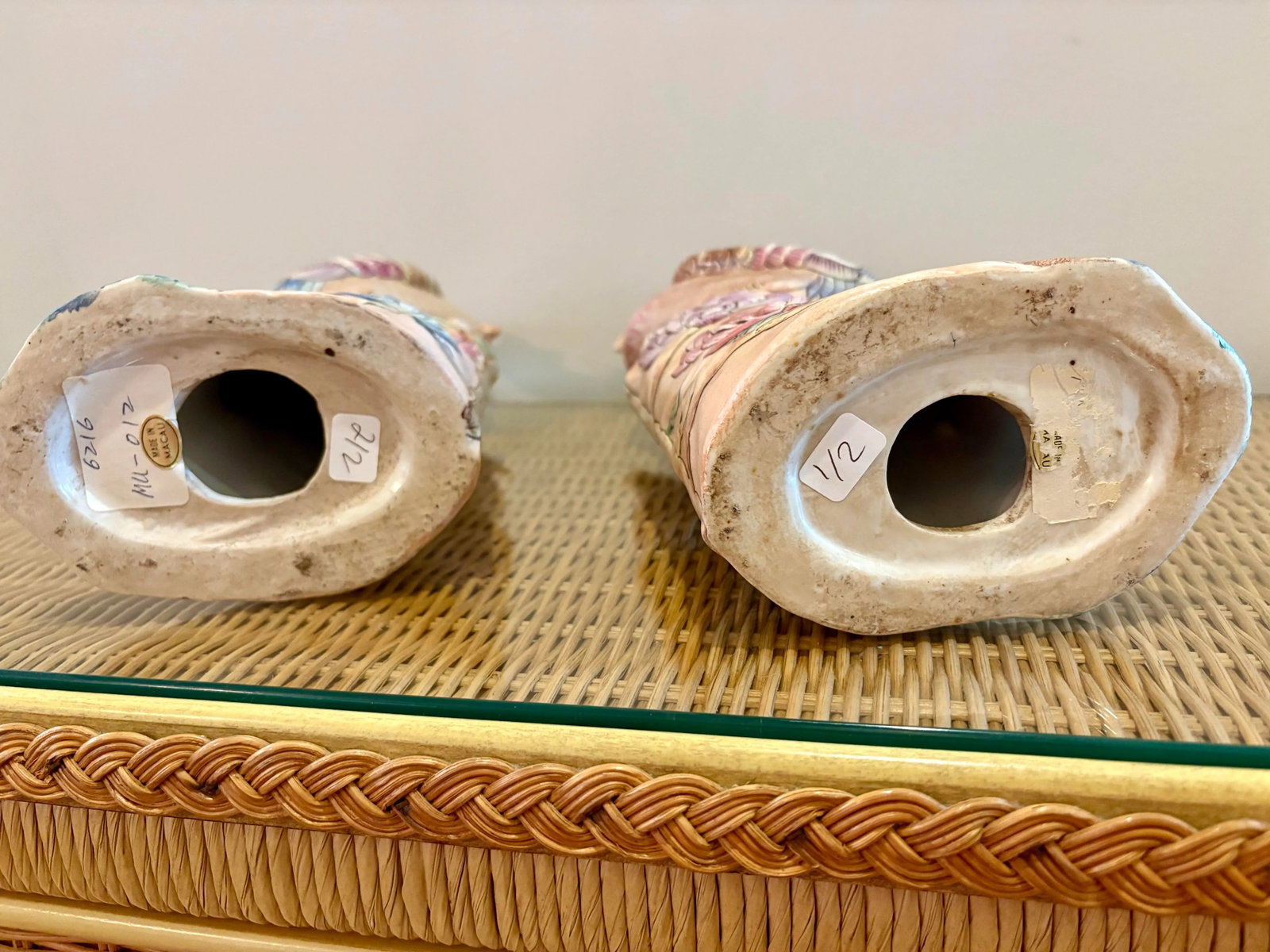 Vintage Ceramic Chinese Bird Sculpture Figurines-a Pair-Mid Century Modern Palm Beach Tropical Coast - 10