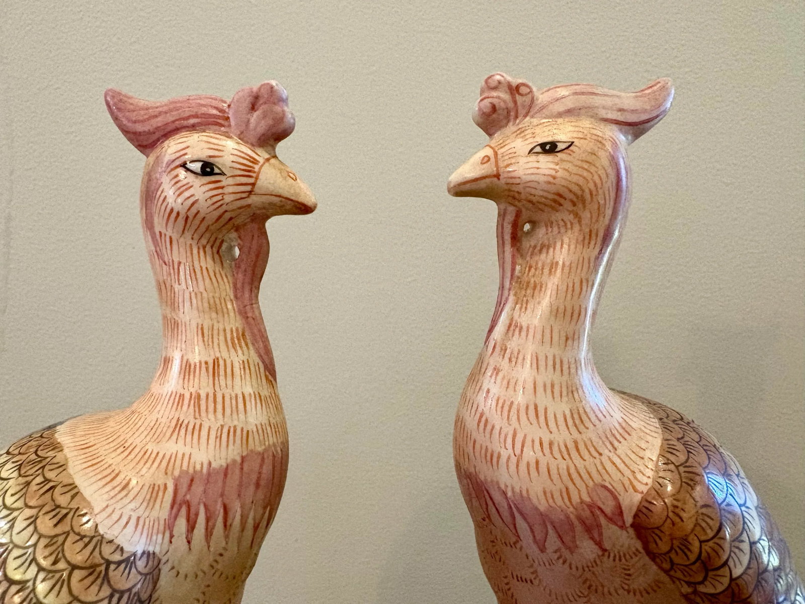 Vintage Ceramic Chinese Bird Sculpture Figurines-a Pair-Mid Century Modern Palm Beach Tropical Coast - 12