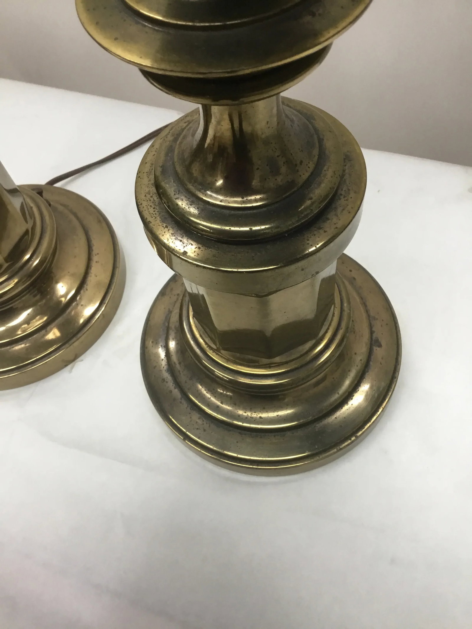Vintage Patinated Brass Stiffel Lamps - a Pair - 10