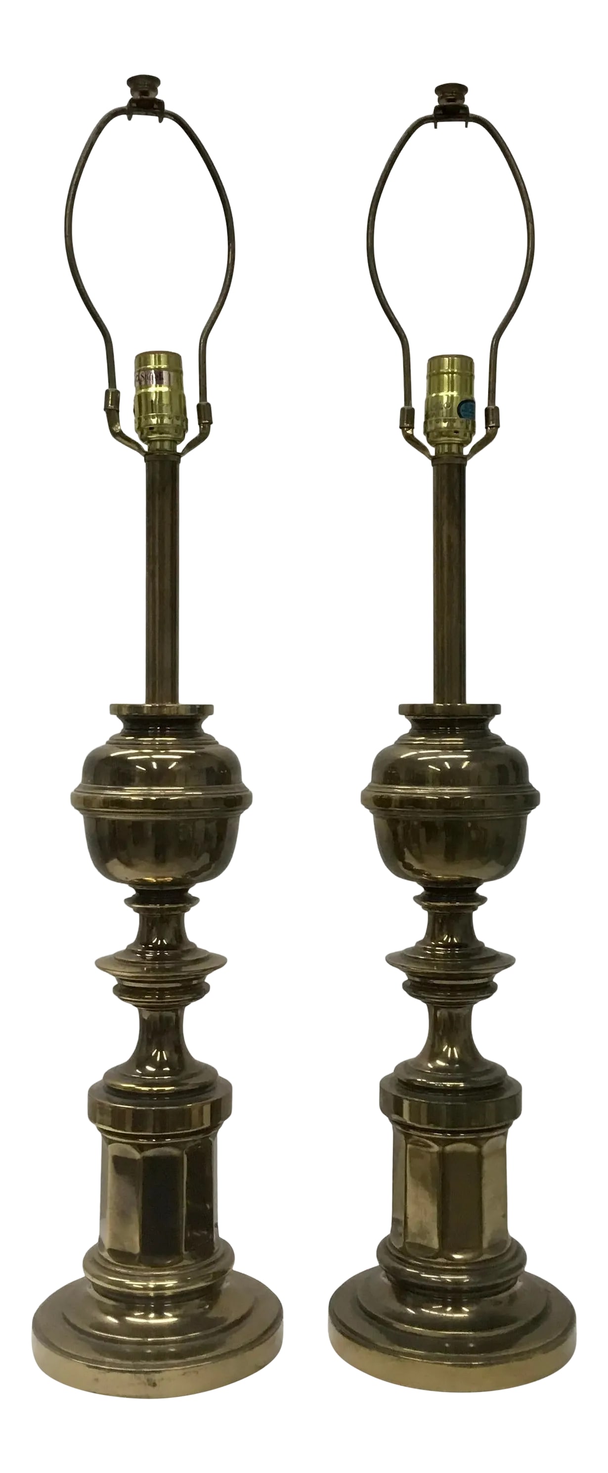 Vintage Patinated Brass Stiffel Lamps - a Pair (1 of 11)
