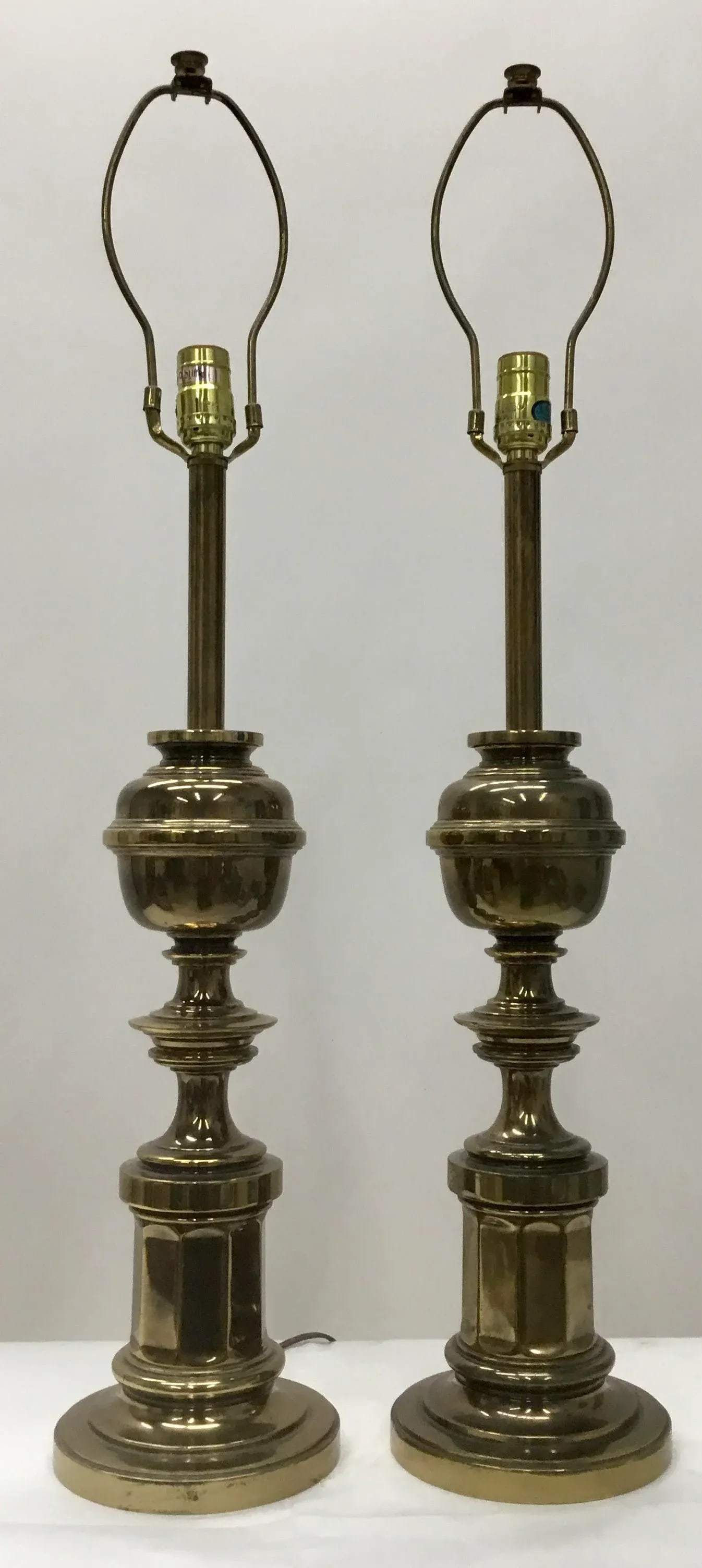 Vintage Patinated Brass Stiffel Lamps - a Pair - 2