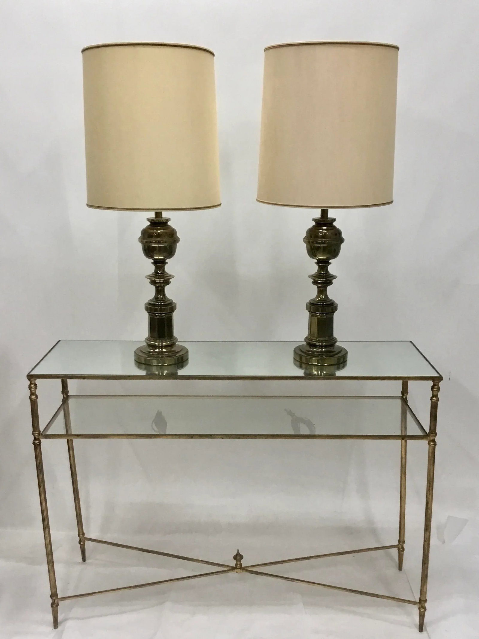 Vintage Patinated Brass Stiffel Lamps - a Pair - 3