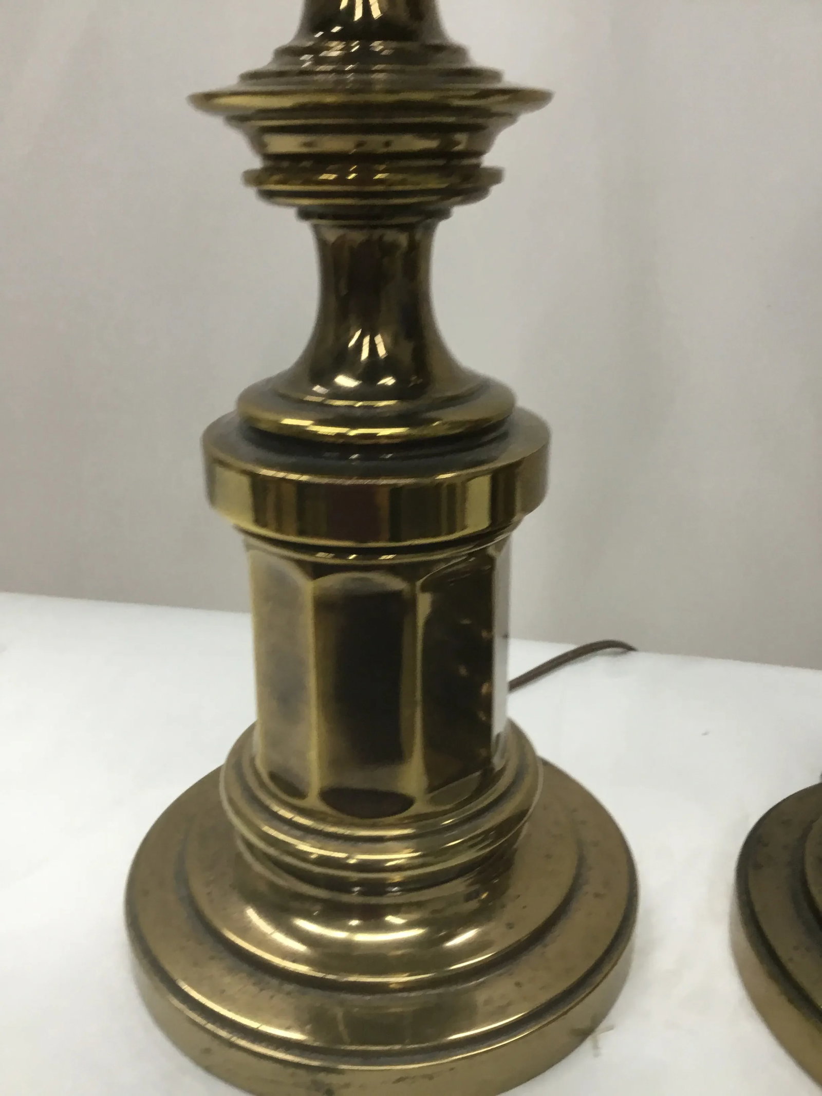 Vintage Patinated Brass Stiffel Lamps - a Pair - 5