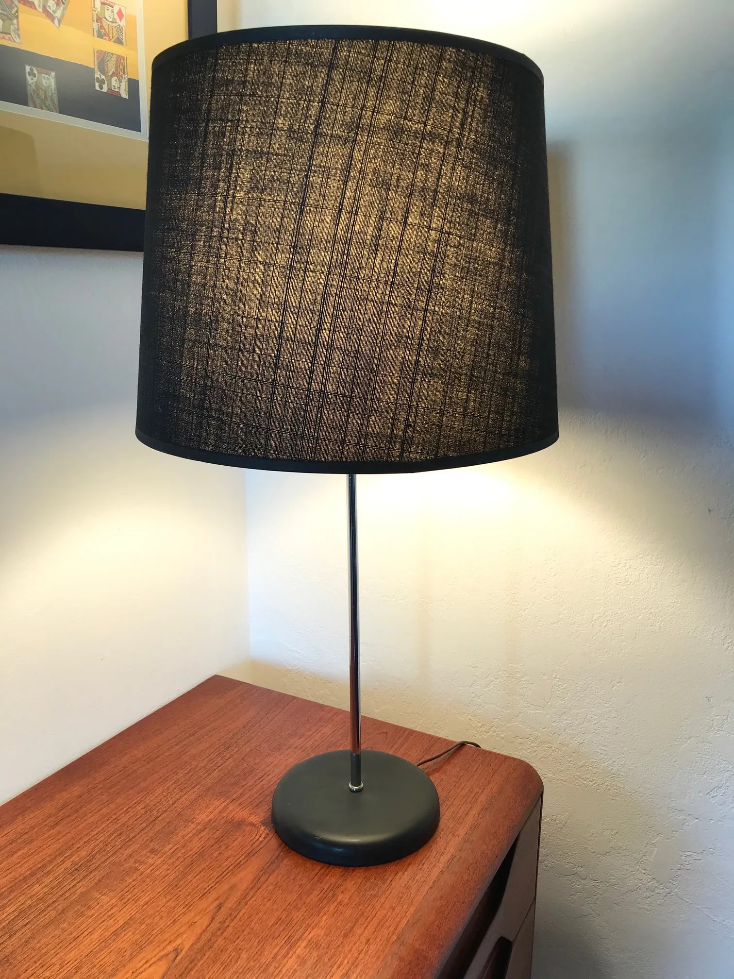 1970s George Kovacs Chromed and Black Table Lamp With Original Black Shade - 2