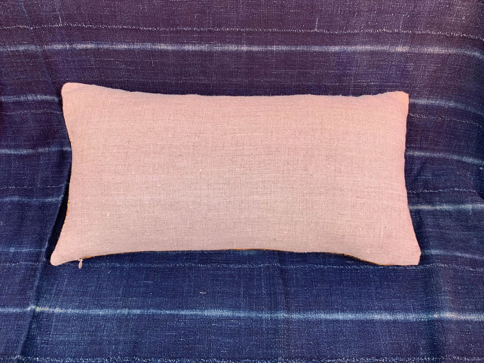 Hollywood Regency Blue & Gold Silk Embroidered Chinoiserie Boudoir Lumbar Pillow - 6