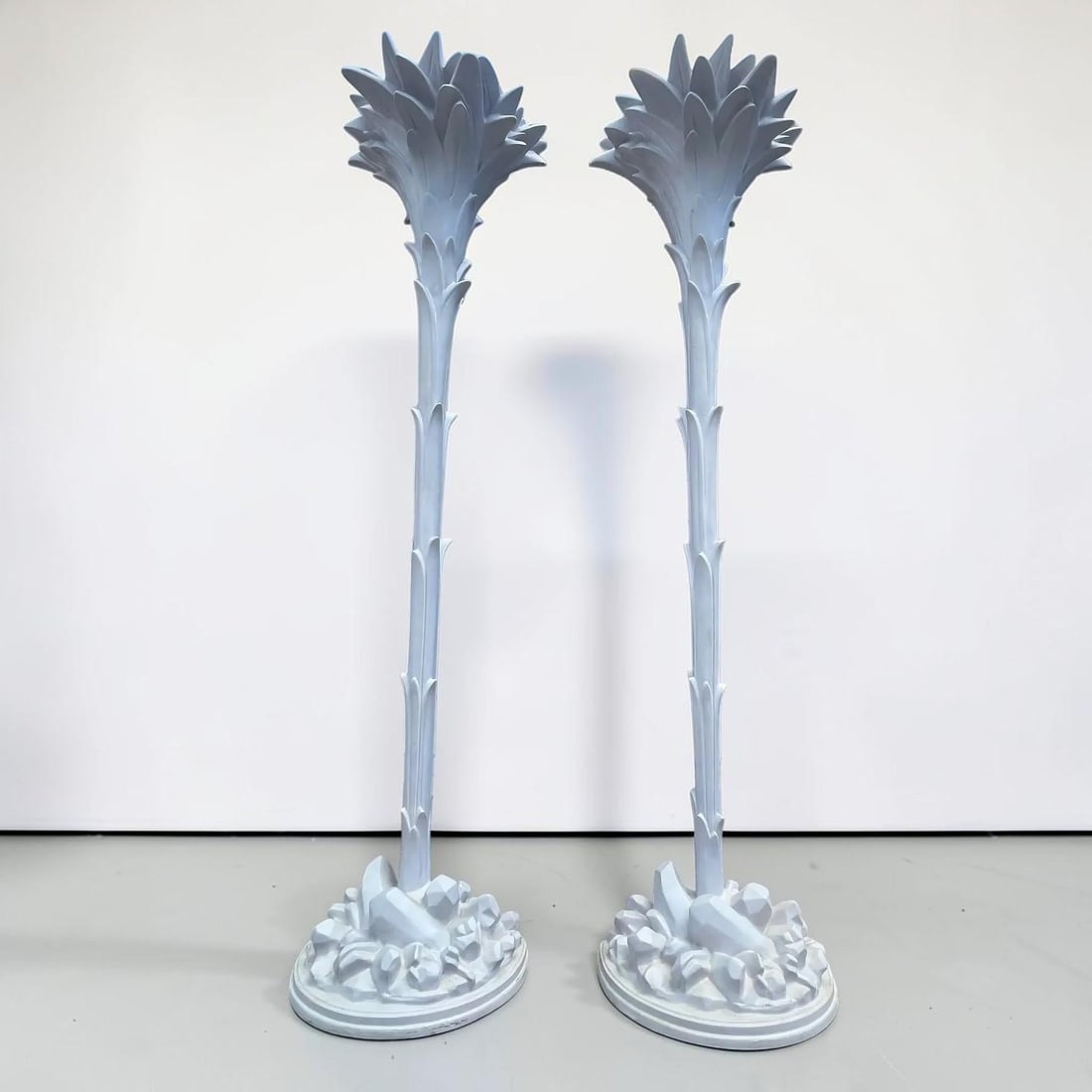 Serge Roche Style Torchere Palm Floor Lamps - a Pair - 2