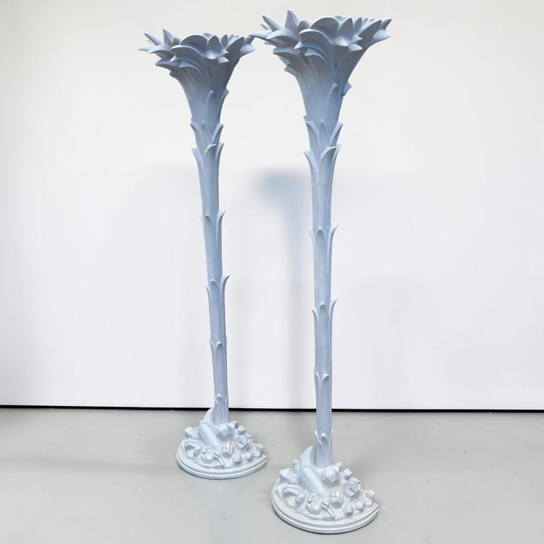 Serge Roche Style Torchere Palm Floor Lamps - a Pair - 3