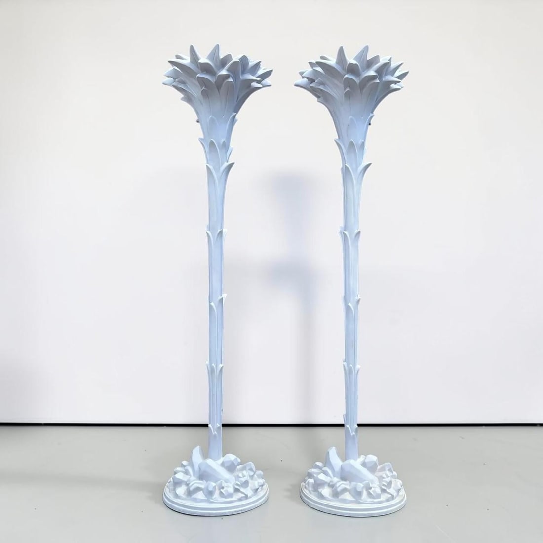 Serge Roche Style Torchere Palm Floor Lamps - a Pair - 4