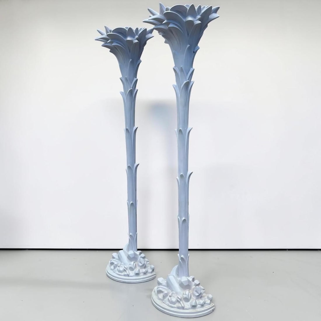 Serge Roche Style Torchere Palm Floor Lamps - a Pair - 5