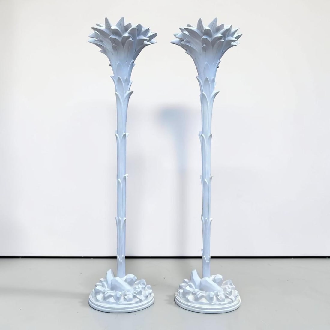 Serge Roche Style Torchere Palm Floor Lamps - a Pair - 6