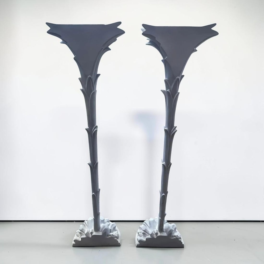 Serge Roche Style Torchere Palm Floor Lamps - a Pair - 9