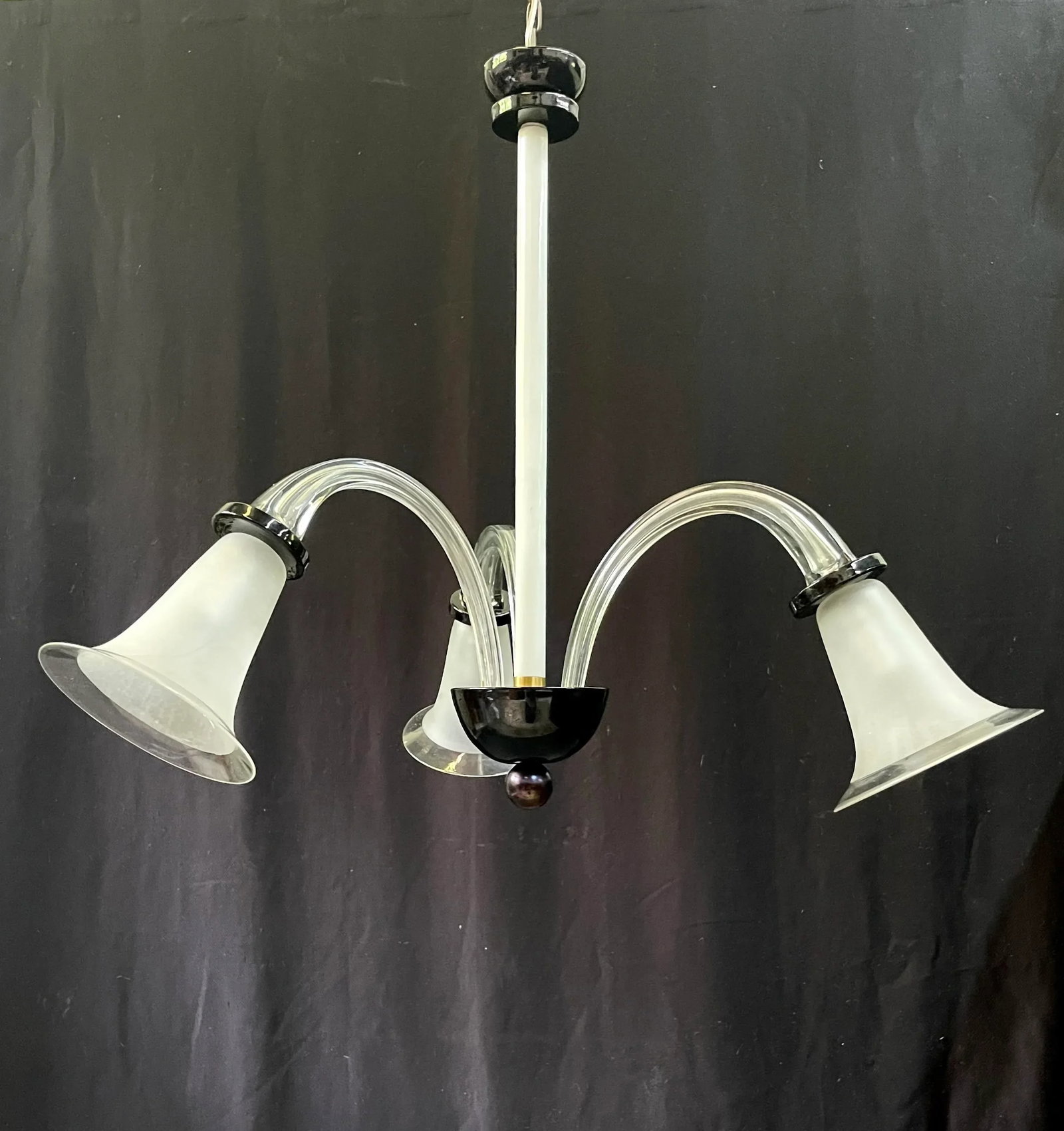 Italian Art Deco Murano Glass Tulip Chandelier - 2