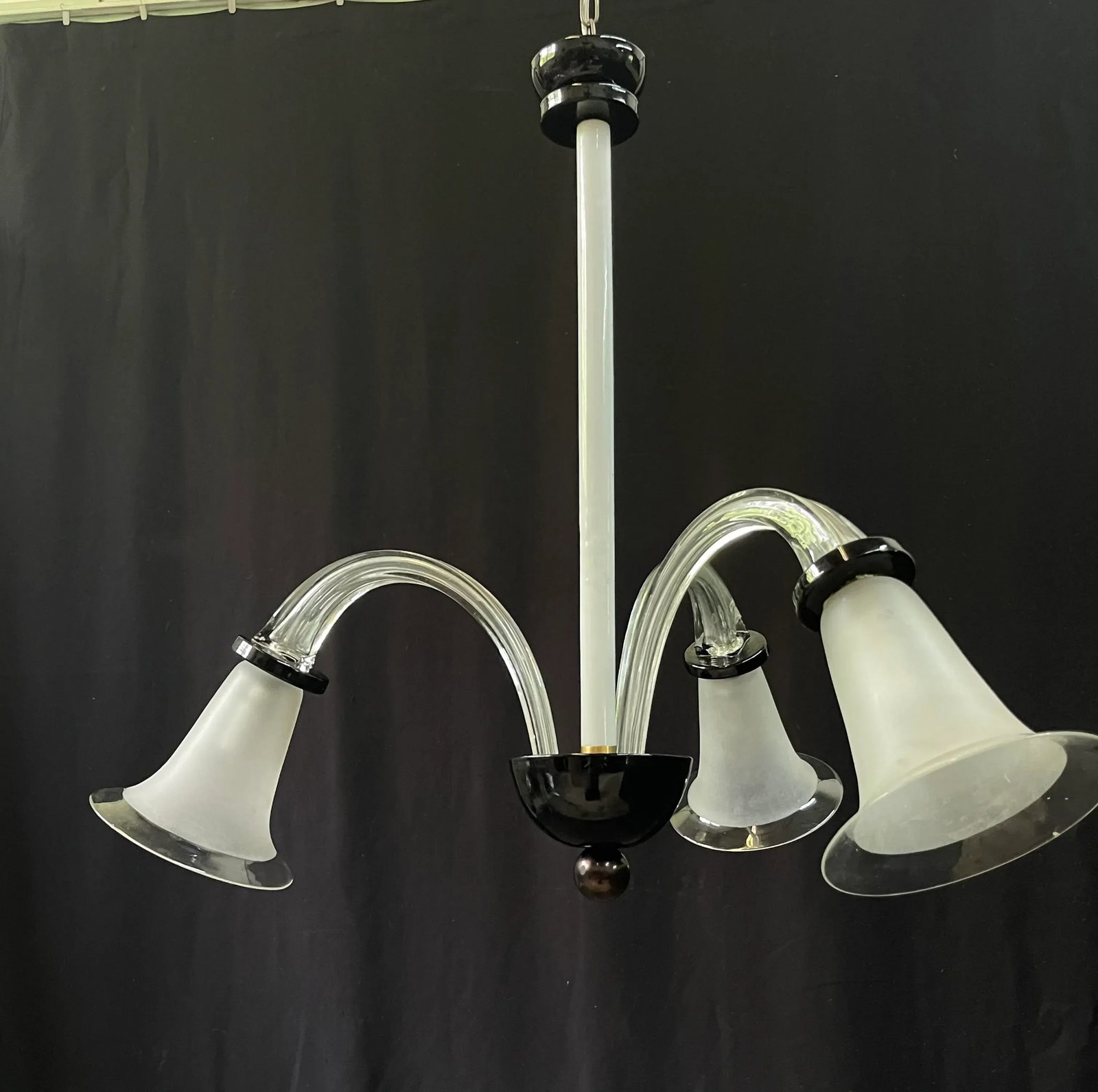 Italian Art Deco Murano Glass Tulip Chandelier - 3