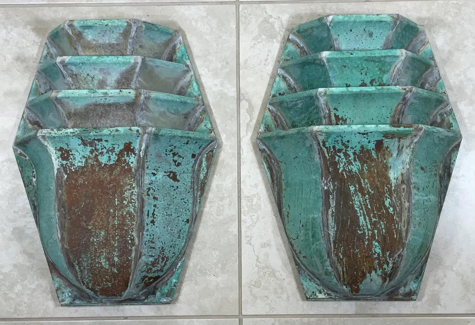1960s Large Brass Wall Lantern Sconces - a Pair - 10