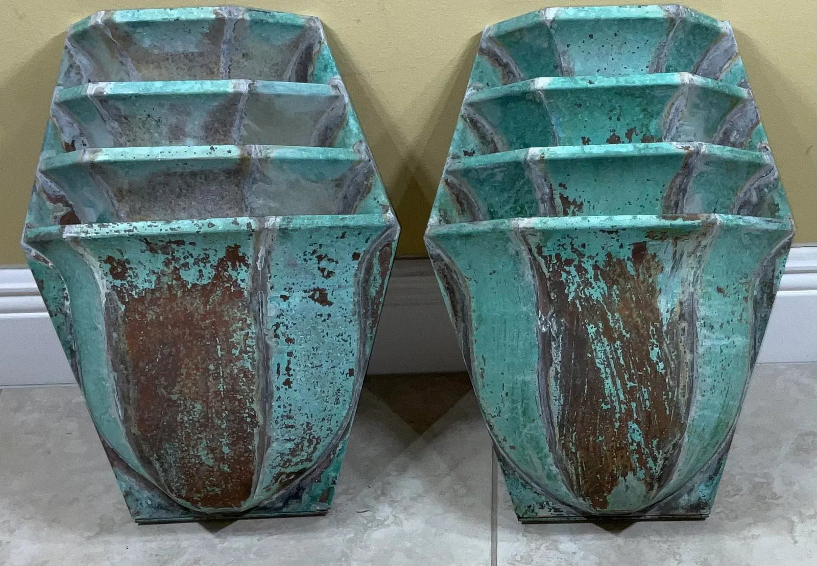 1960s Large Brass Wall Lantern Sconces - a Pair - 12