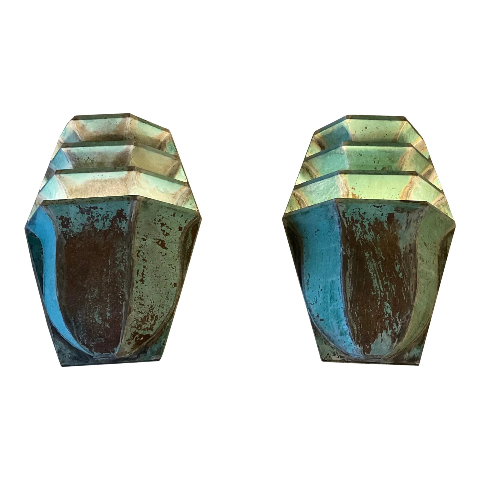 1960s Large Brass Wall Lantern Sconces - a Pair: Pair of elegant wall sconces hand crafted from solid brass beautiful patina, with one 60/watt light each, projecting the light upward, great decorative fixture for any location indoor. Not suitable