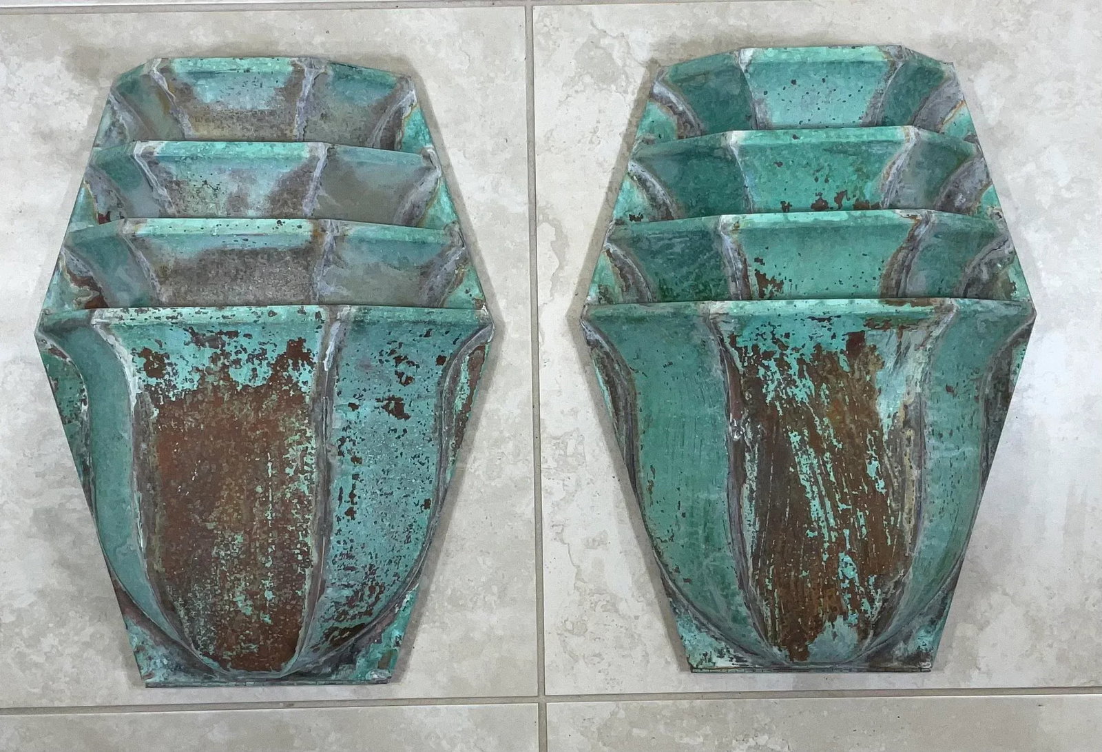 1960s Large Brass Wall Lantern Sconces - a Pair - 4